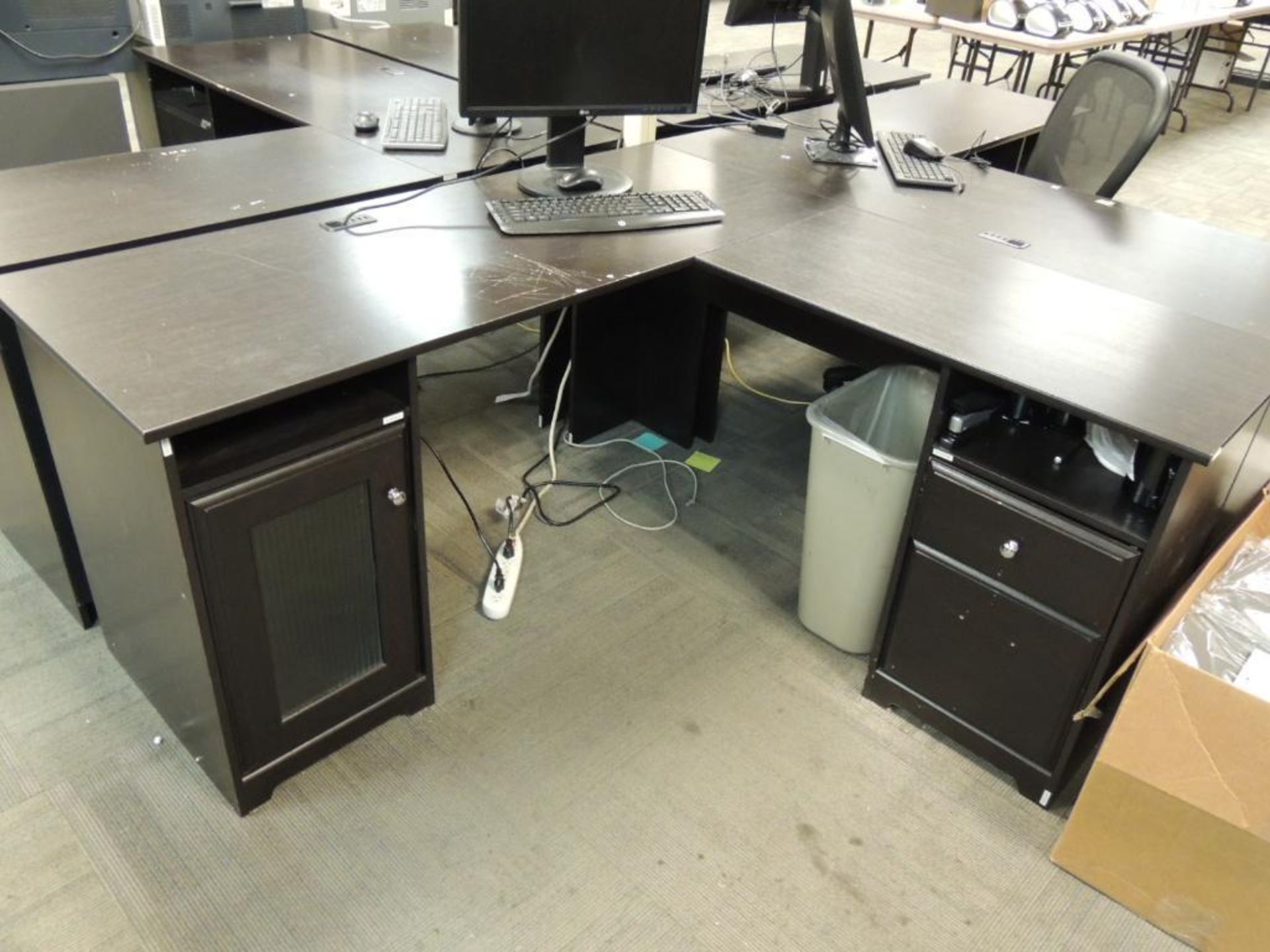 LOT: (4) Desks with Chairs, (4) 2-Drawer File Cabinets