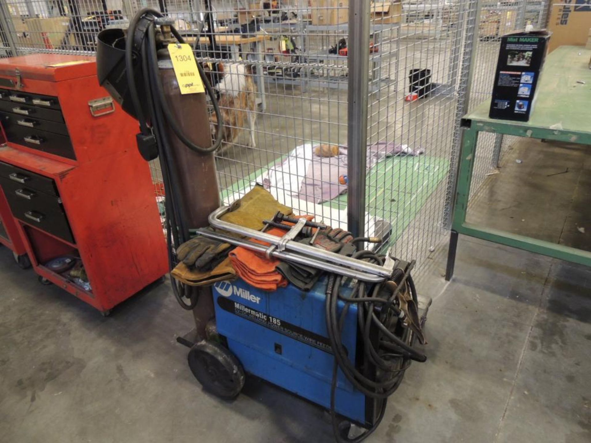 LOT: Miller Millermatic 185 Wire Feed, with Helmet & Welding Clamps