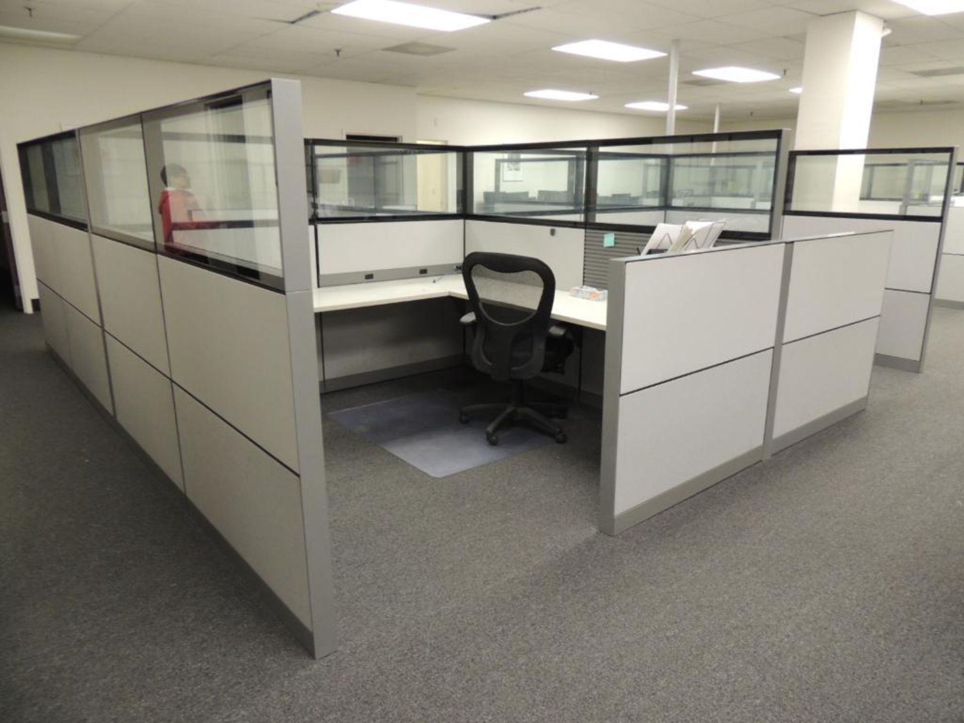 LOT: (6) Cubicle Sections with (8) Desks, Chairs, 3-Drawer File Cabinets - Image 2 of 3