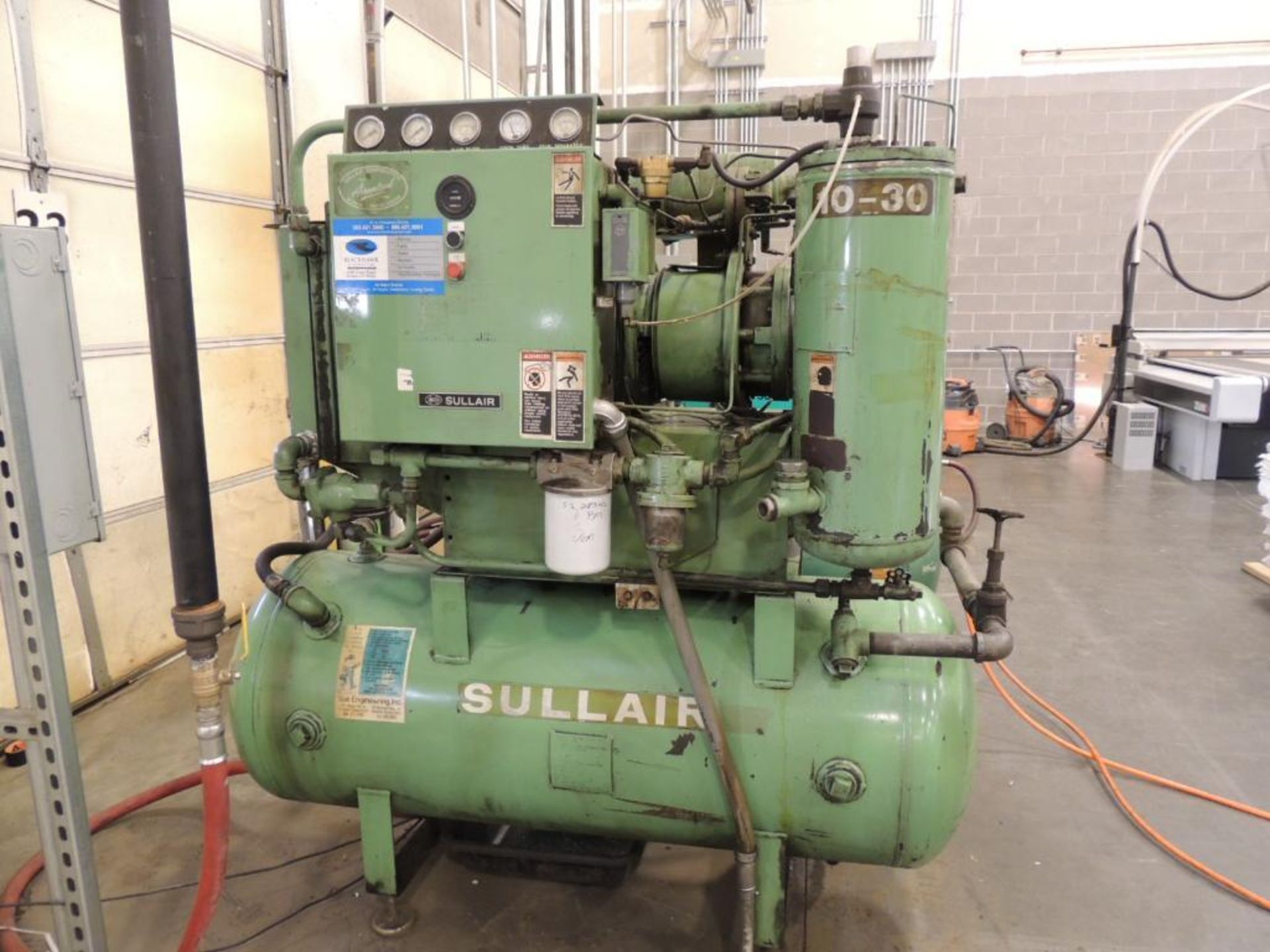 LOT: Sullair 30 HP Model 10-30AC/AC Tank Mounted Air Compressor, S/N 003-76445, with Spare Receiving