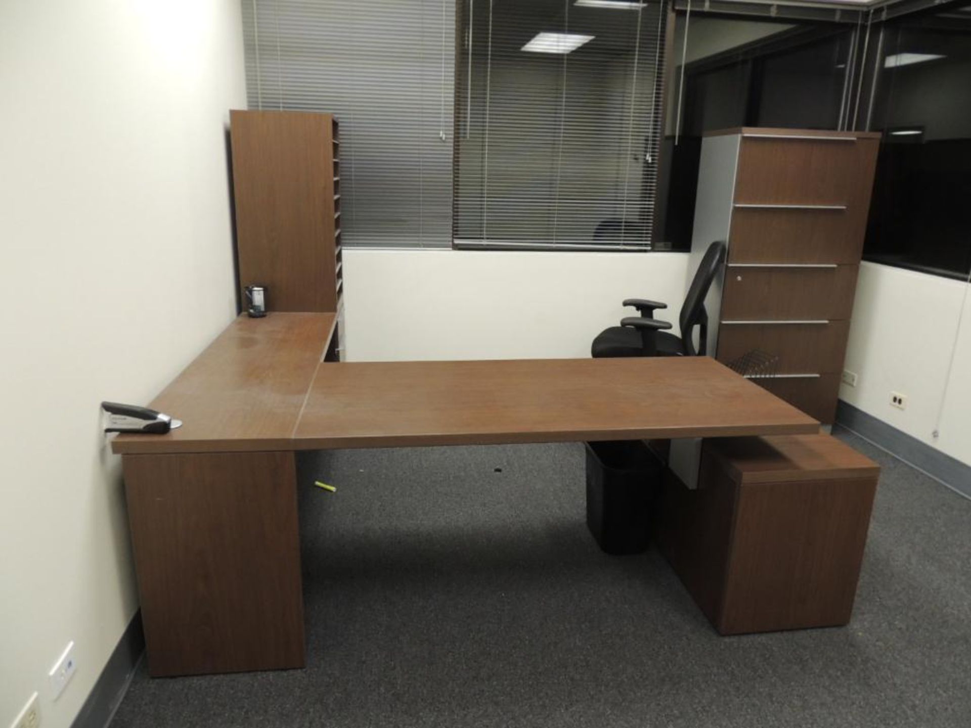 LOT: Contents of 1st Office including Desk with (5) Drawers & Adjustable Shelves, 5-Drawer File Cabi - Image 2 of 2