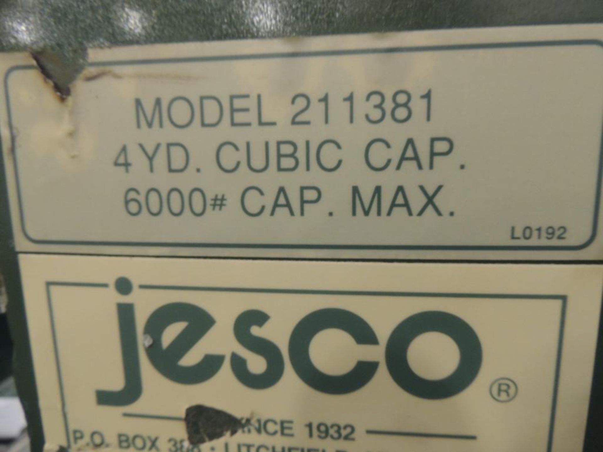 Jesco 6000 lb., 4 cu. yd. Model 211381 Heavy Duty Steel Hopper - Image 2 of 2