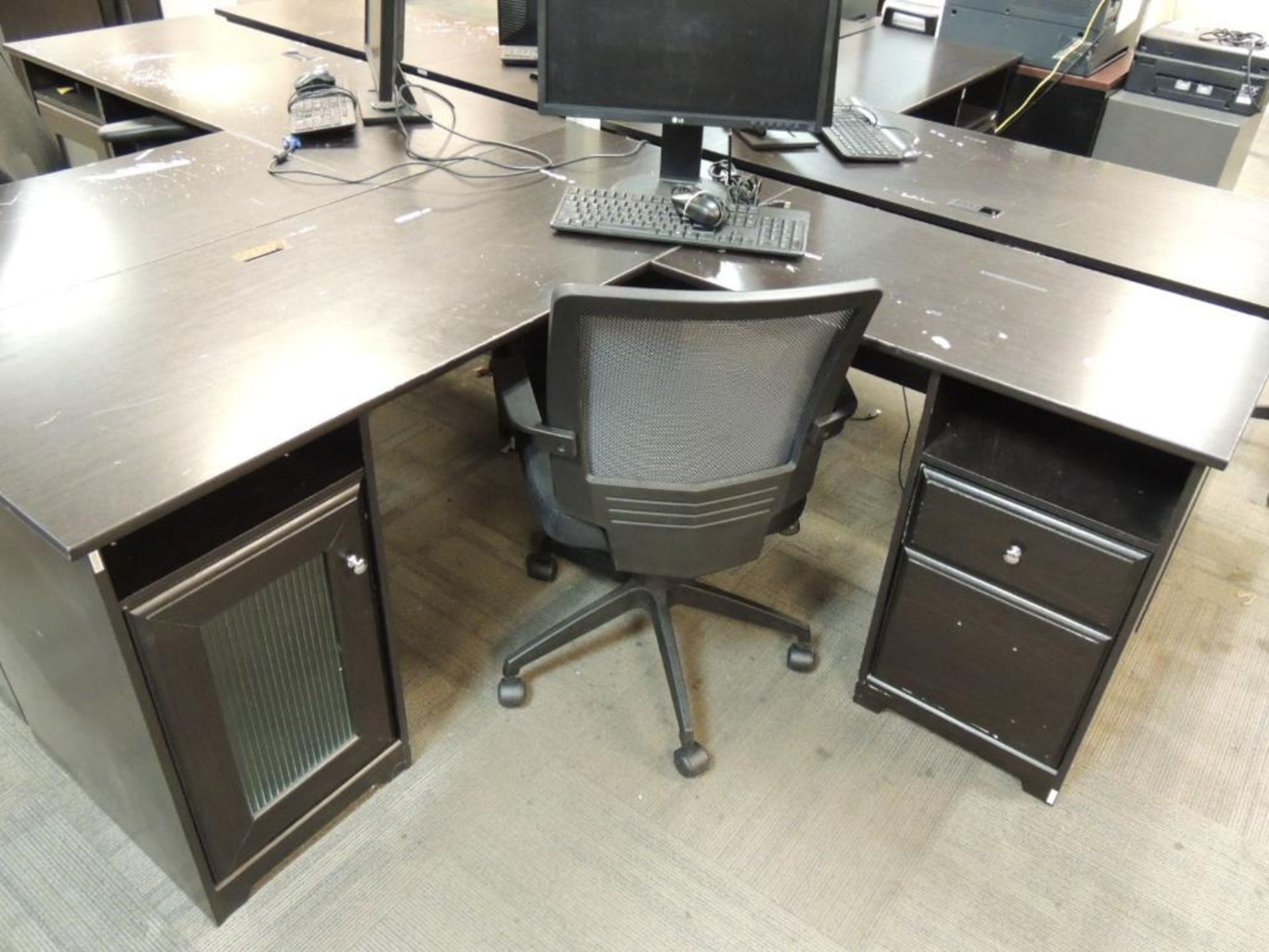 LOT: (4) Desks with Chairs, (4) 2-Drawer File Cabinets - Image 2 of 7