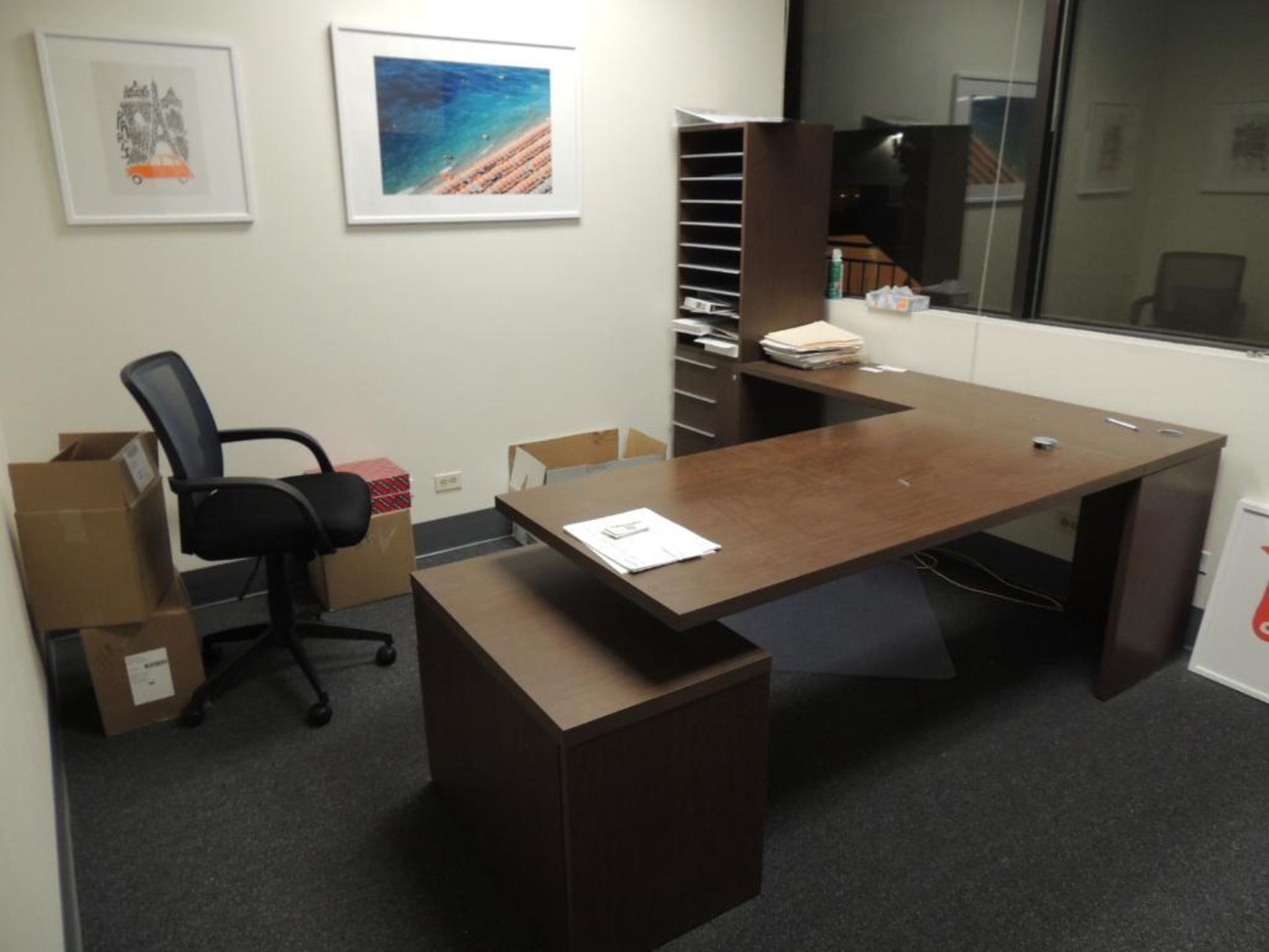 LOT: Contents of 1st Office including Desk with (5) Drawers & Adjustable Shelves, 5-Drawer File Cabi - Image 2 of 2