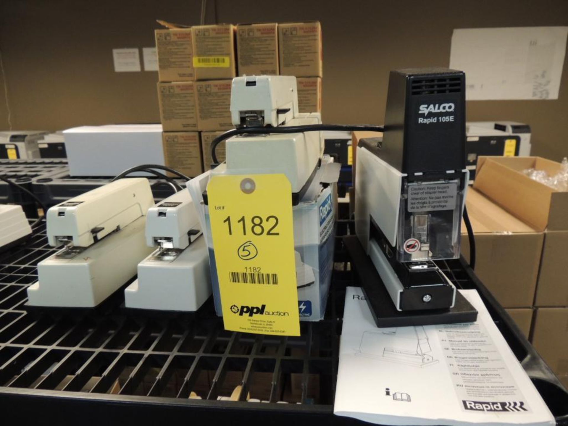 LOT: Electric Staplers including (1) Salco Rapid 105E, (4) Rapid 90E