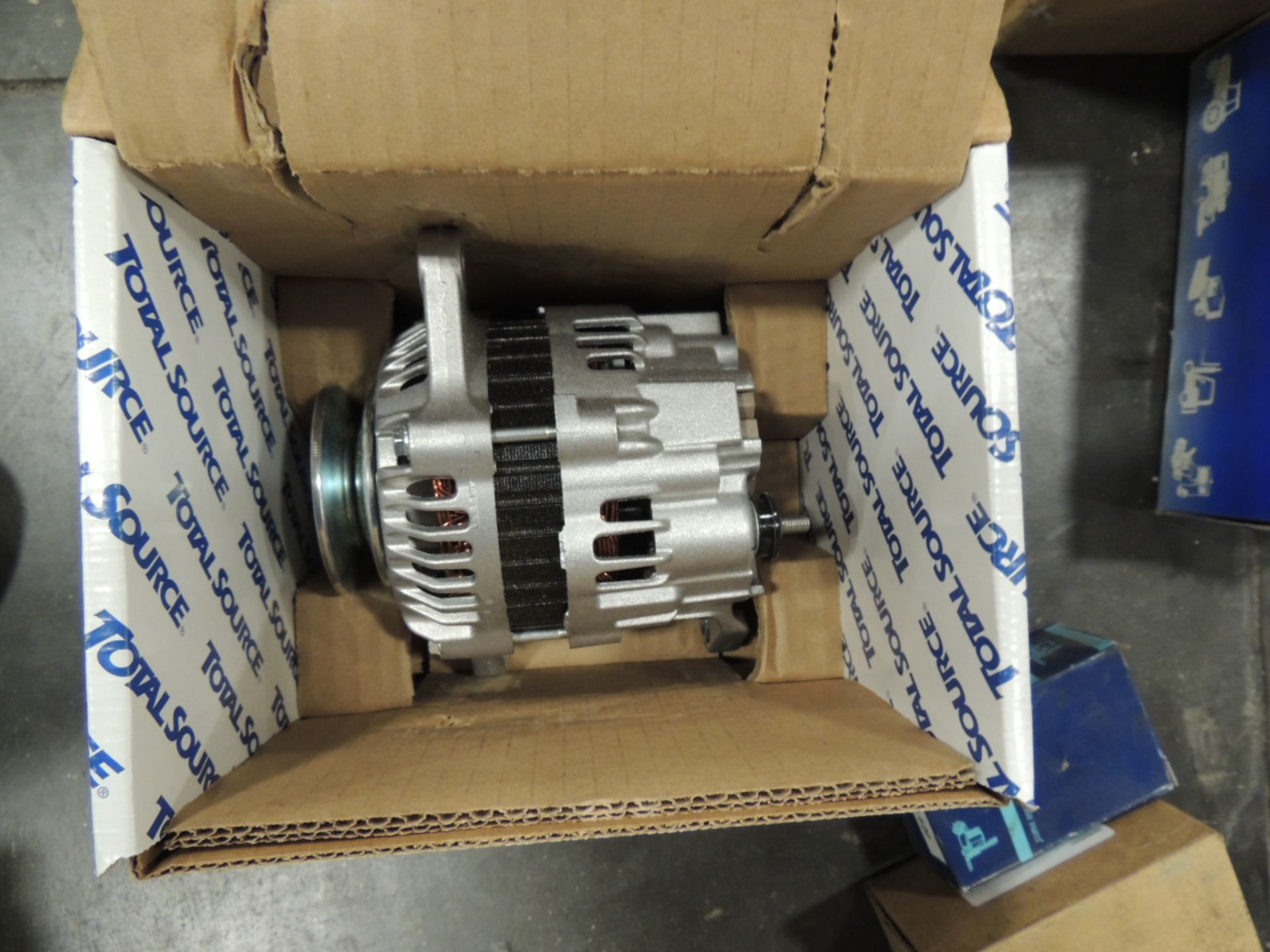 LOT: Assorted Forklift Parts including Alternator, Starters, Ring Gear, Gaskets, Brake Shoes, Cylind