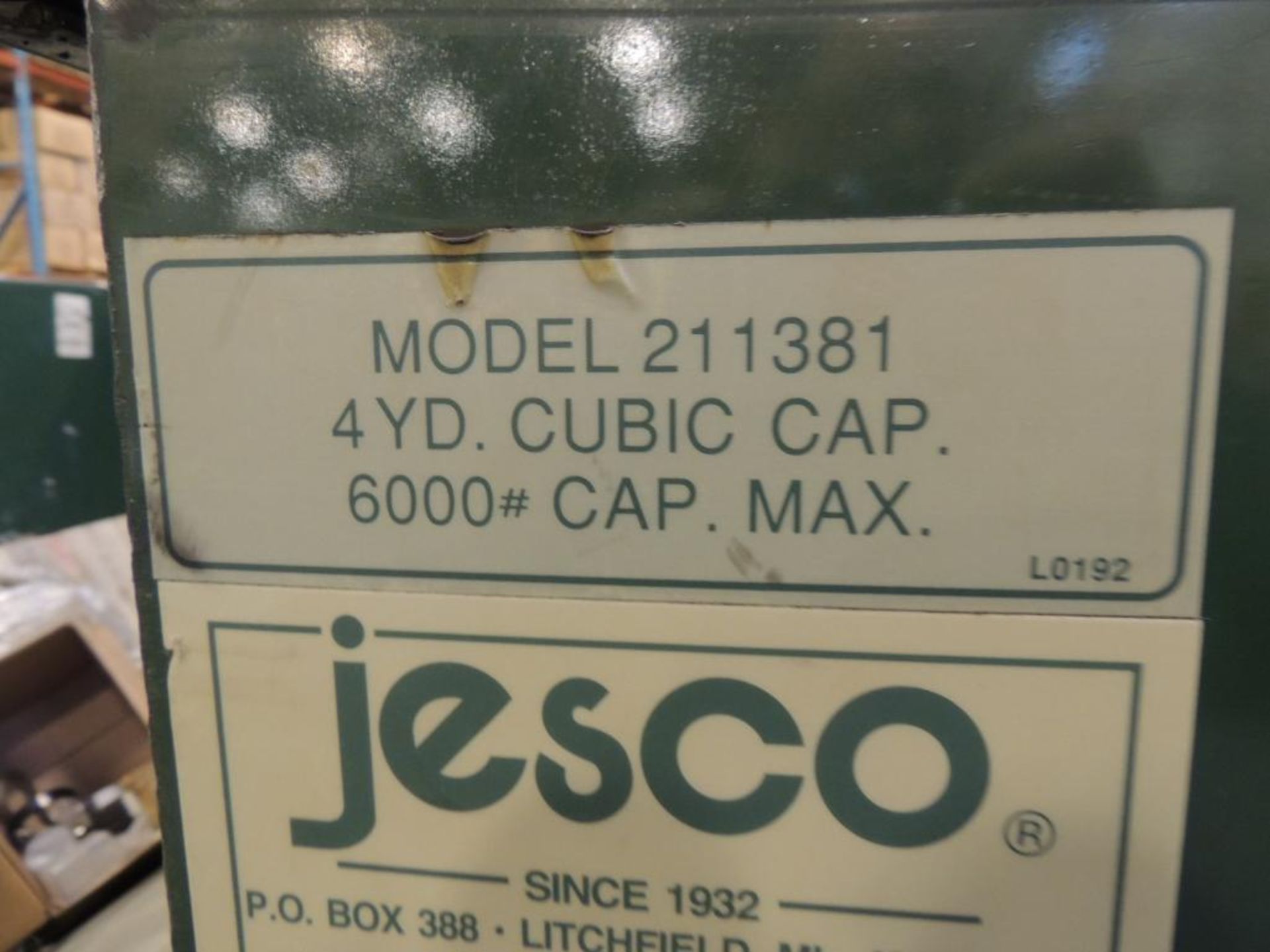 Jesco 6000 lb., 4 cu. yd. Model 211381 Heavy Duty Steel Hopper - Image 2 of 2