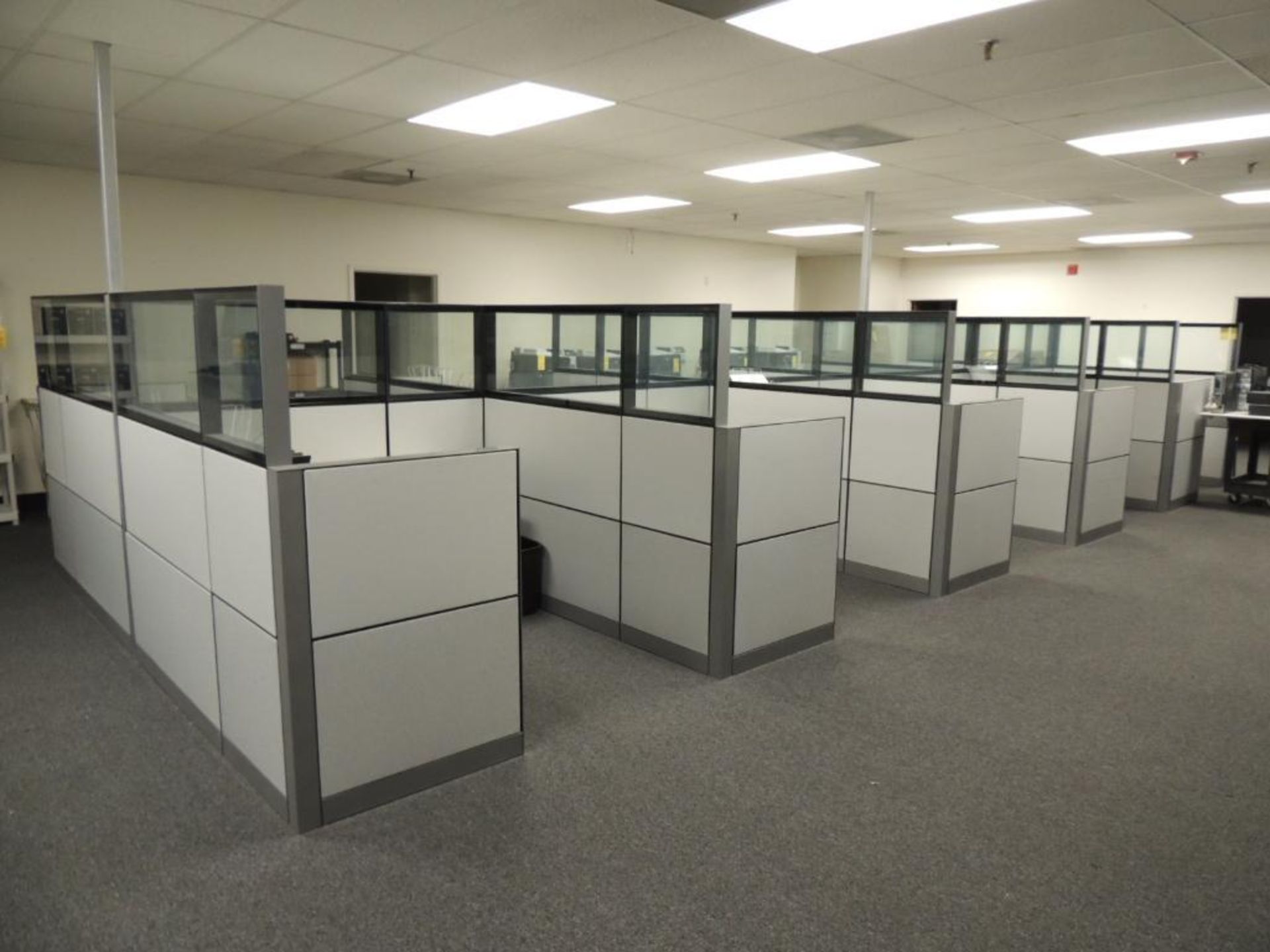 LOT: (10) Cubicle Sections with (8) Desks, (3) Chairs, 3-Drawer File Cabinets - Image 2 of 2