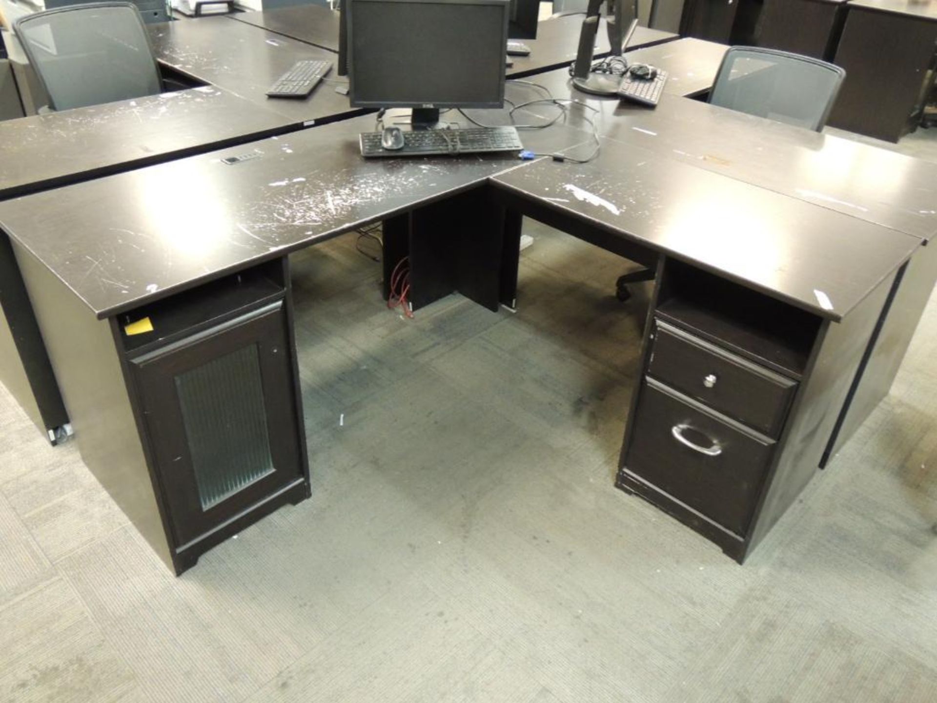 LOT: (4) Desks with Chairs, (4) 2-Drawer File Cabinets