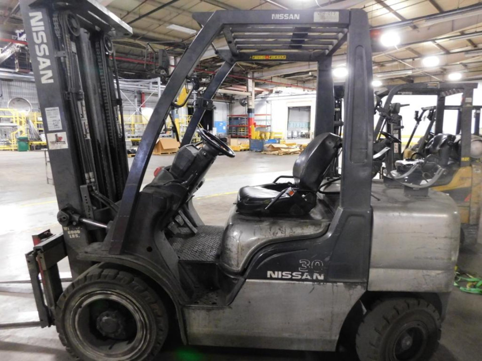 Nissan 6000 lb. LP Forklift Model MUGL02A30LB, S/N UGL02-9L0997, Solid Tires, 3-Stage Mast, Side Shi - Image 3 of 3