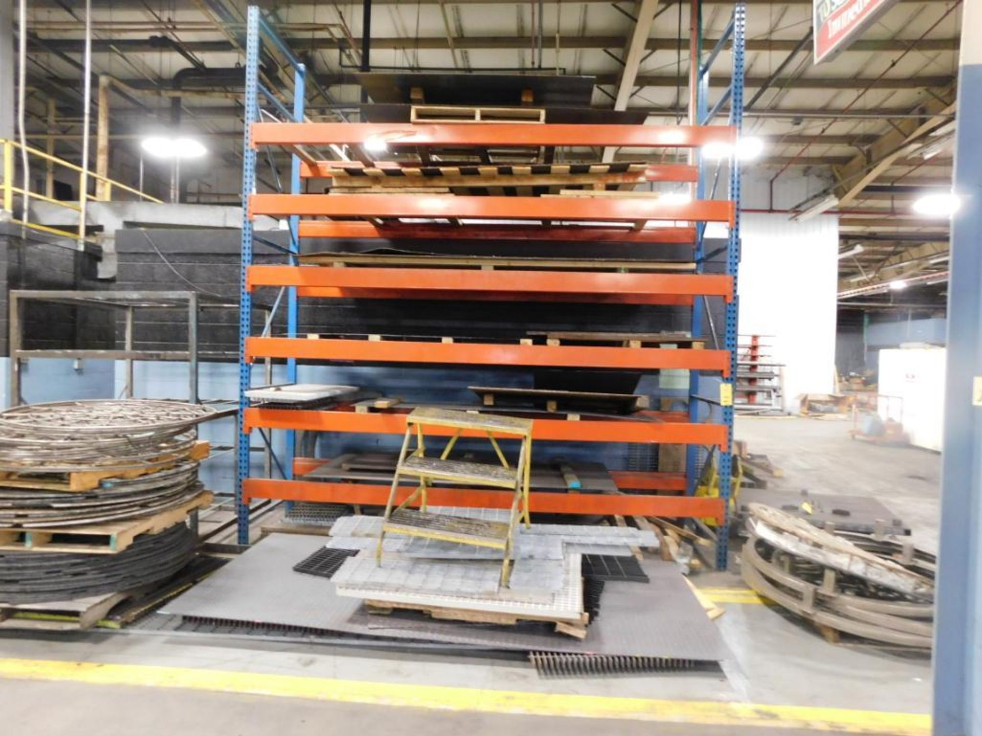 LOT: (1) Section 12 ft. Wide x 14 ft. High x 42 in. Deep 6-Tier Pallet Rack with Contents of Steel P