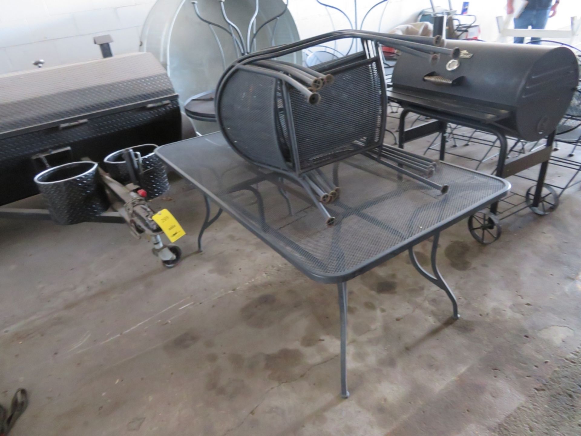 LOT: Rectangular Wrought Iron Table, (5) Wrought Iron Chairs