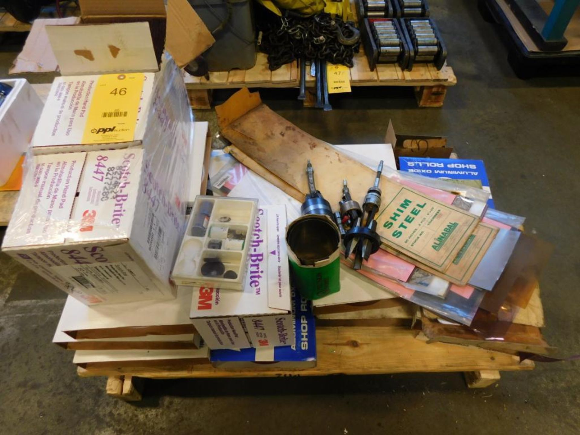 LOT: Assorted Abrasives & Shim Stock on (1) Pallet