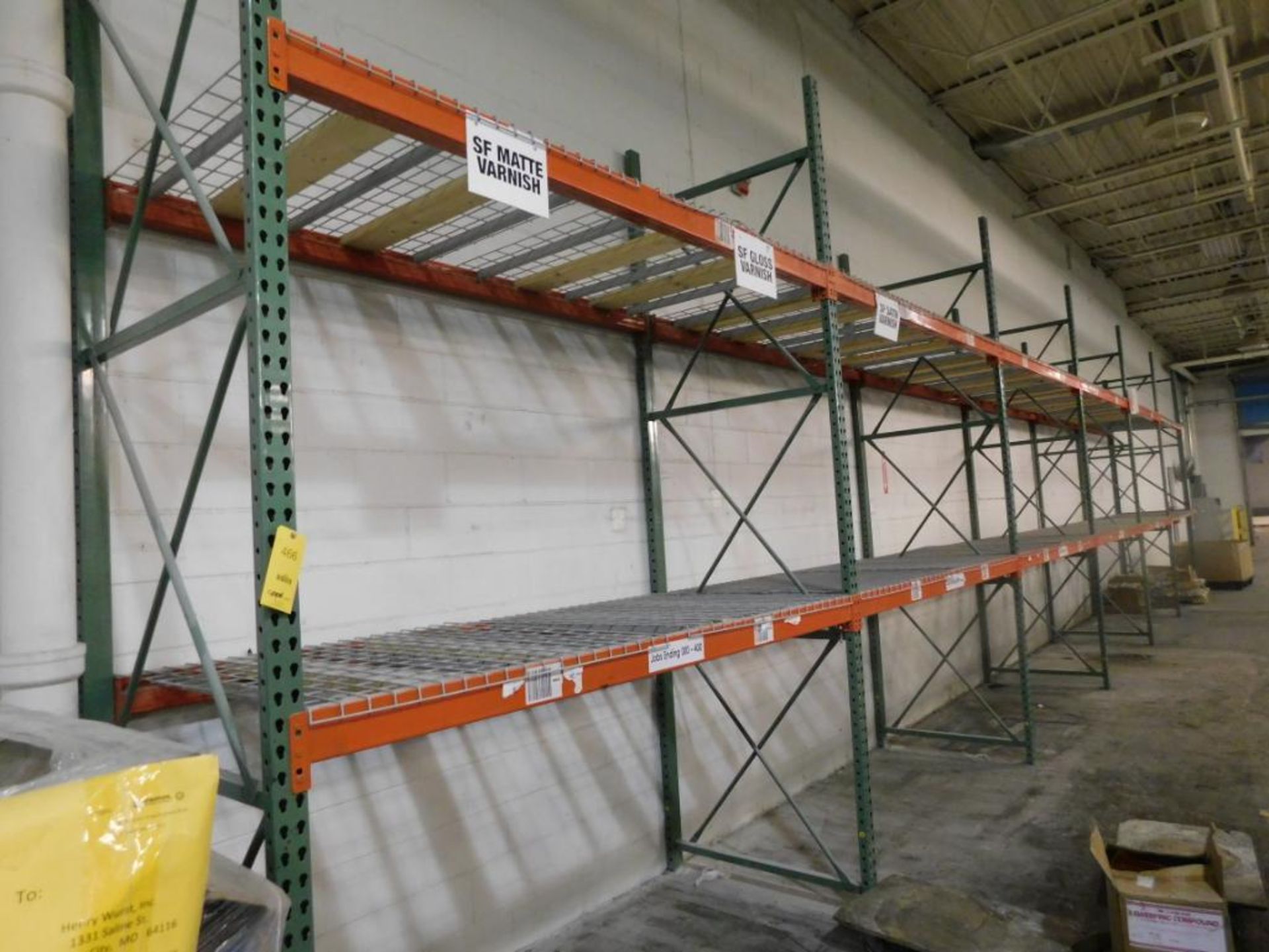 LOT: (6) Sections Pallet Rack, 8 ft. Wide x 12 ft. High x 42 in. Deep, with Wire Decking