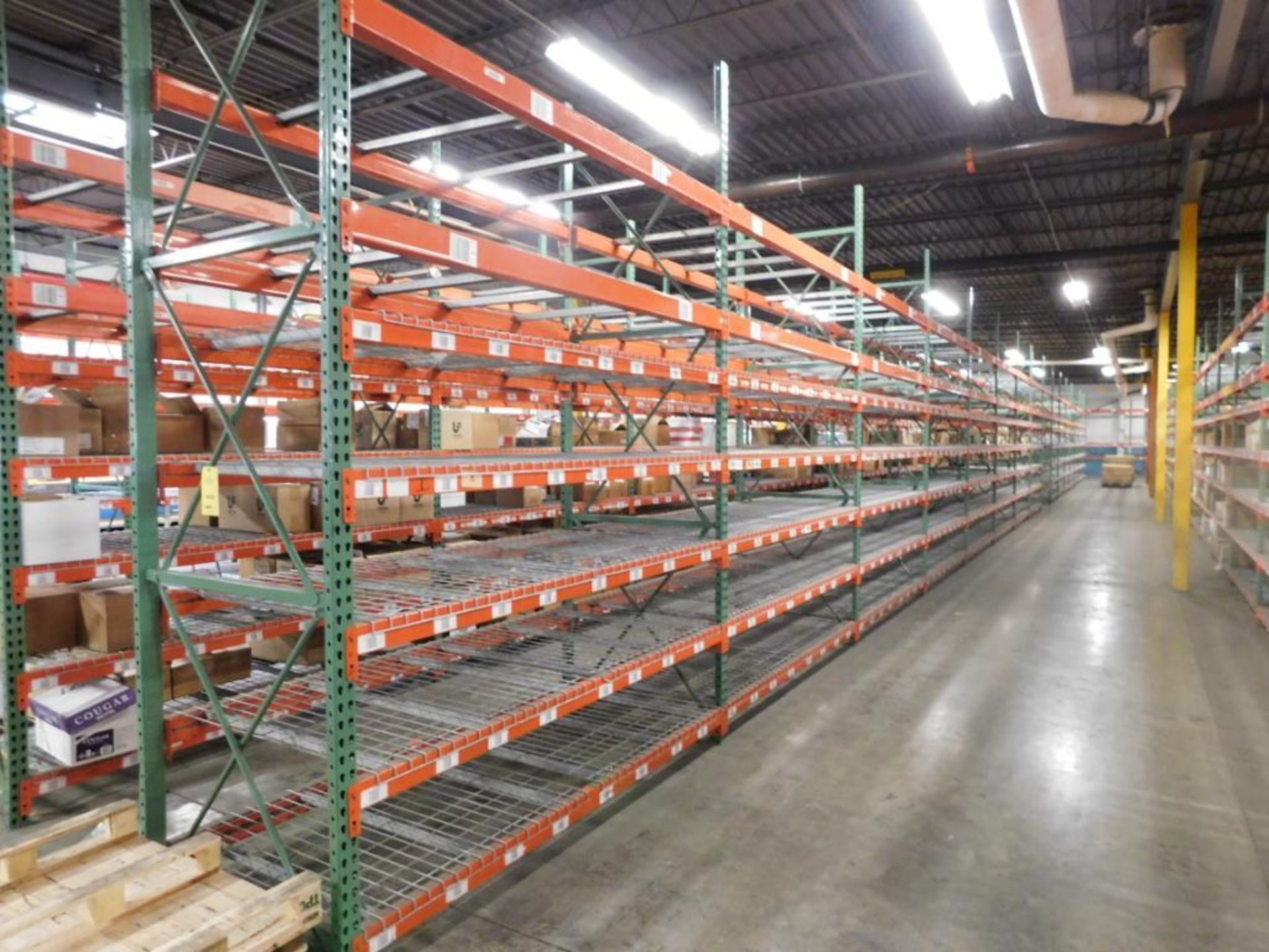 LOT: (16) Sections Multi-Tier Pallet Rack, 8 ft. Wide x 12 ft. High x 42 in. Deep, Most with Wire De