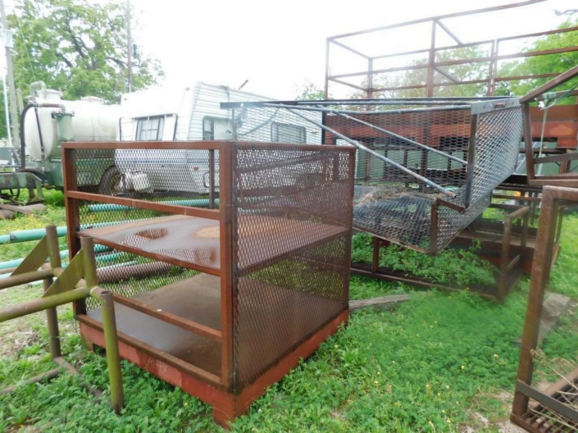 LOT: Large Assortment of Scrap Metal including Platforms, Steel Tracks, Tables, Motors, Truck Parts,