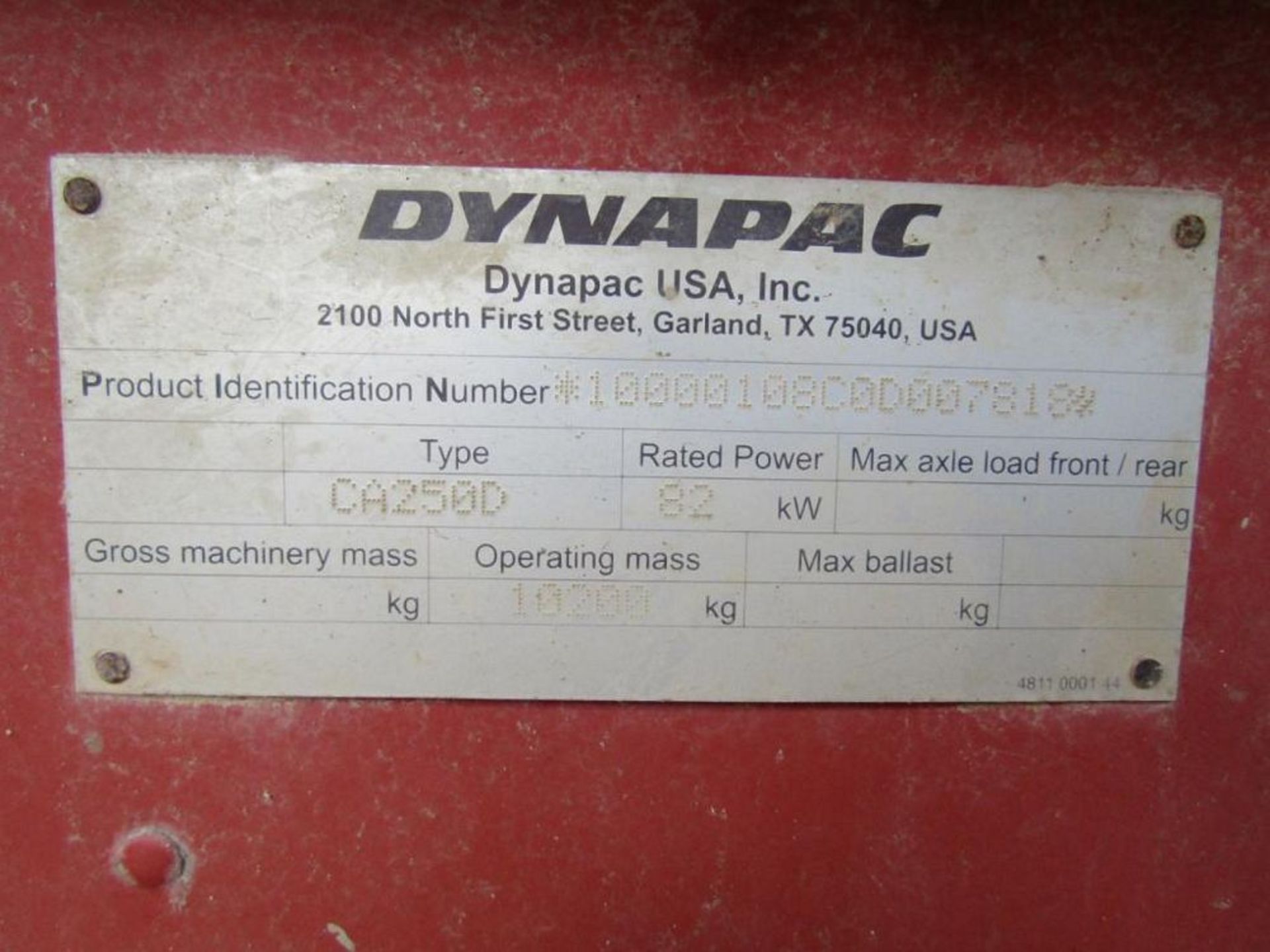 Atlas Copco DynaPac CA 250-II 7 ft. Smooth Roller S/N 100001080C0781890933 - Image 7 of 7