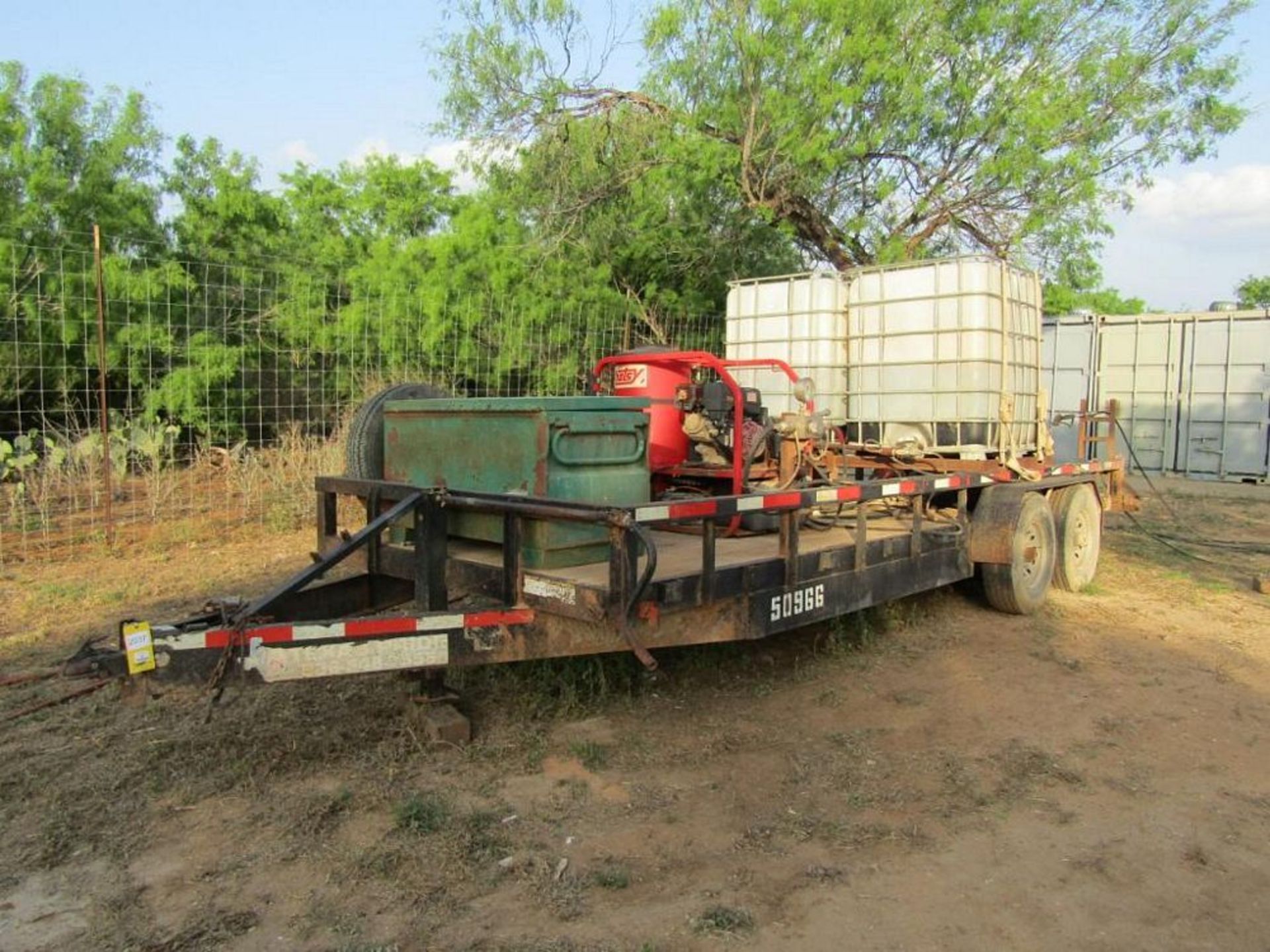 Hotsy Hot Water Pressure Washer, (2) Tanks, Greenlee Job Box, Trailer Mounted Texas Pride Dual Axel