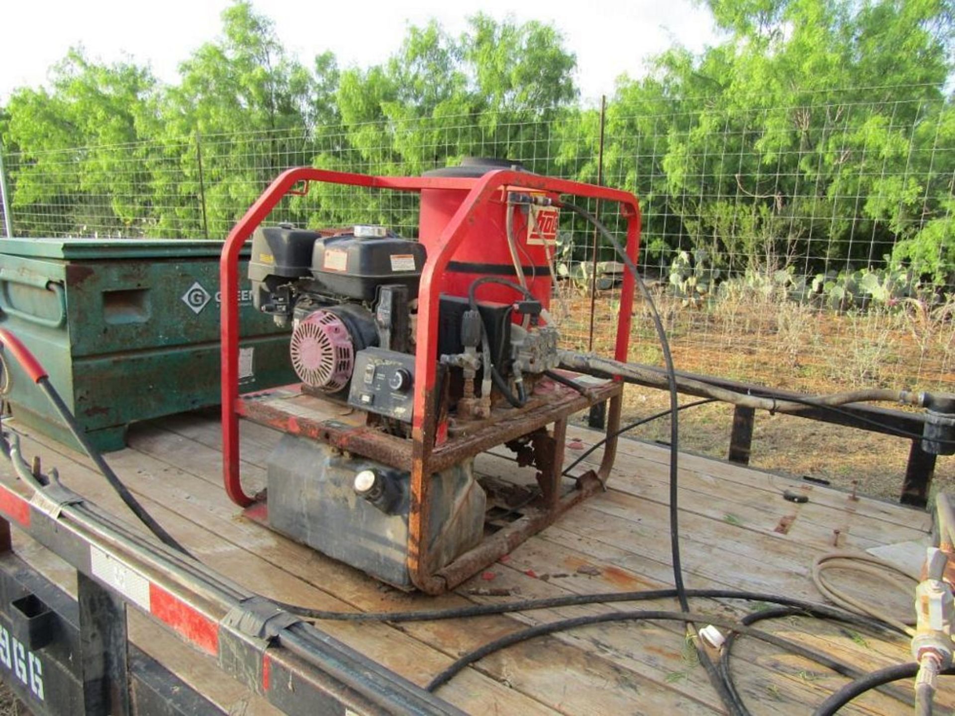 Hotsy Hot Water Pressure Washer, (2) Tanks, Greenlee Job Box, Trailer Mounted Texas Pride Dual Axel - Image 4 of 7