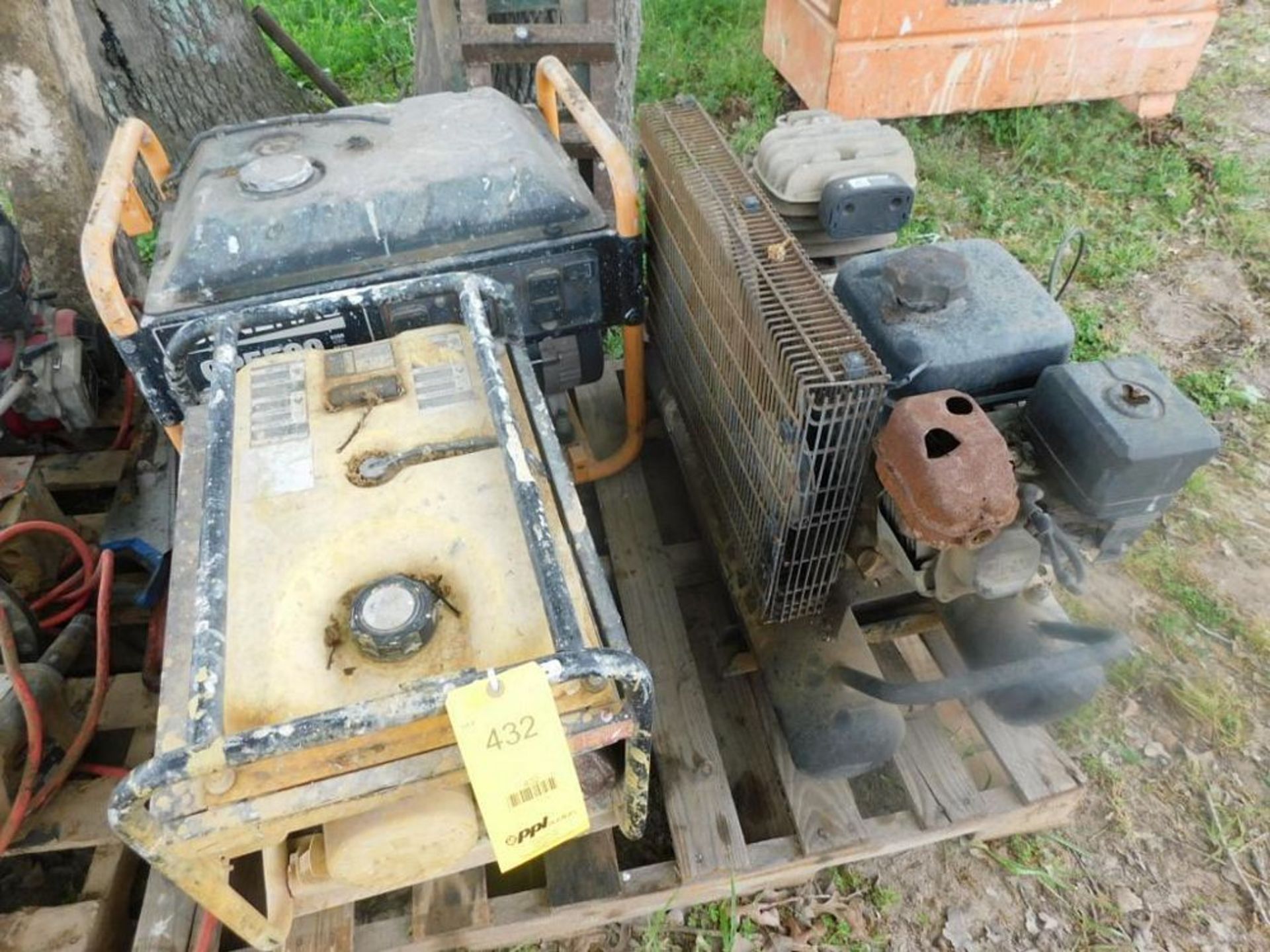 LOT: (2) Gas Powered Generators & (1) Gas Powered Air Compressor on (1) Pallet (as is)