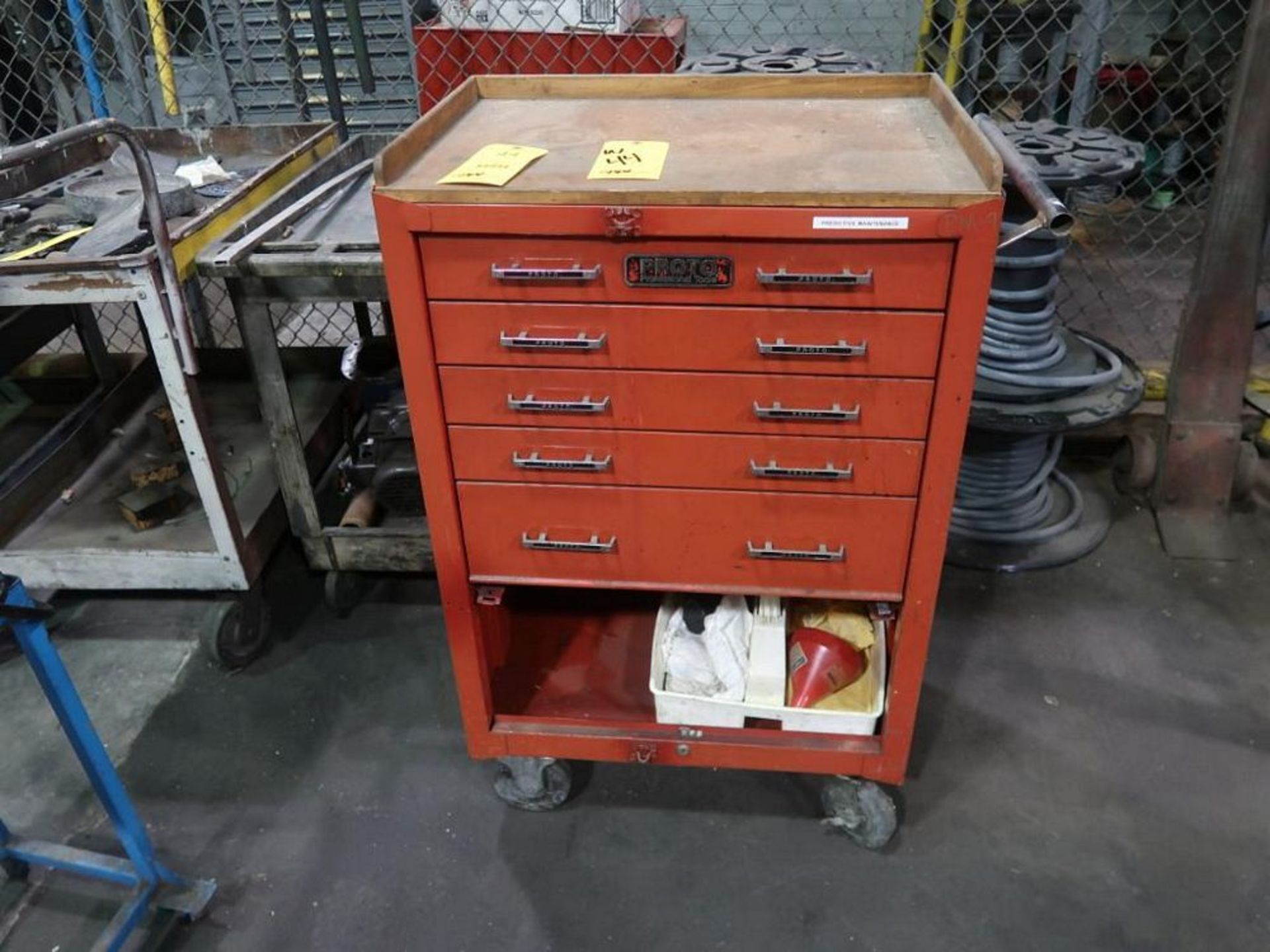 LOT: Proto 5-Drawer Tool Cabinet, (3) Carts, (1) Oxy/Acetylene Cart, (1) Coil Cart - Image 2 of 3