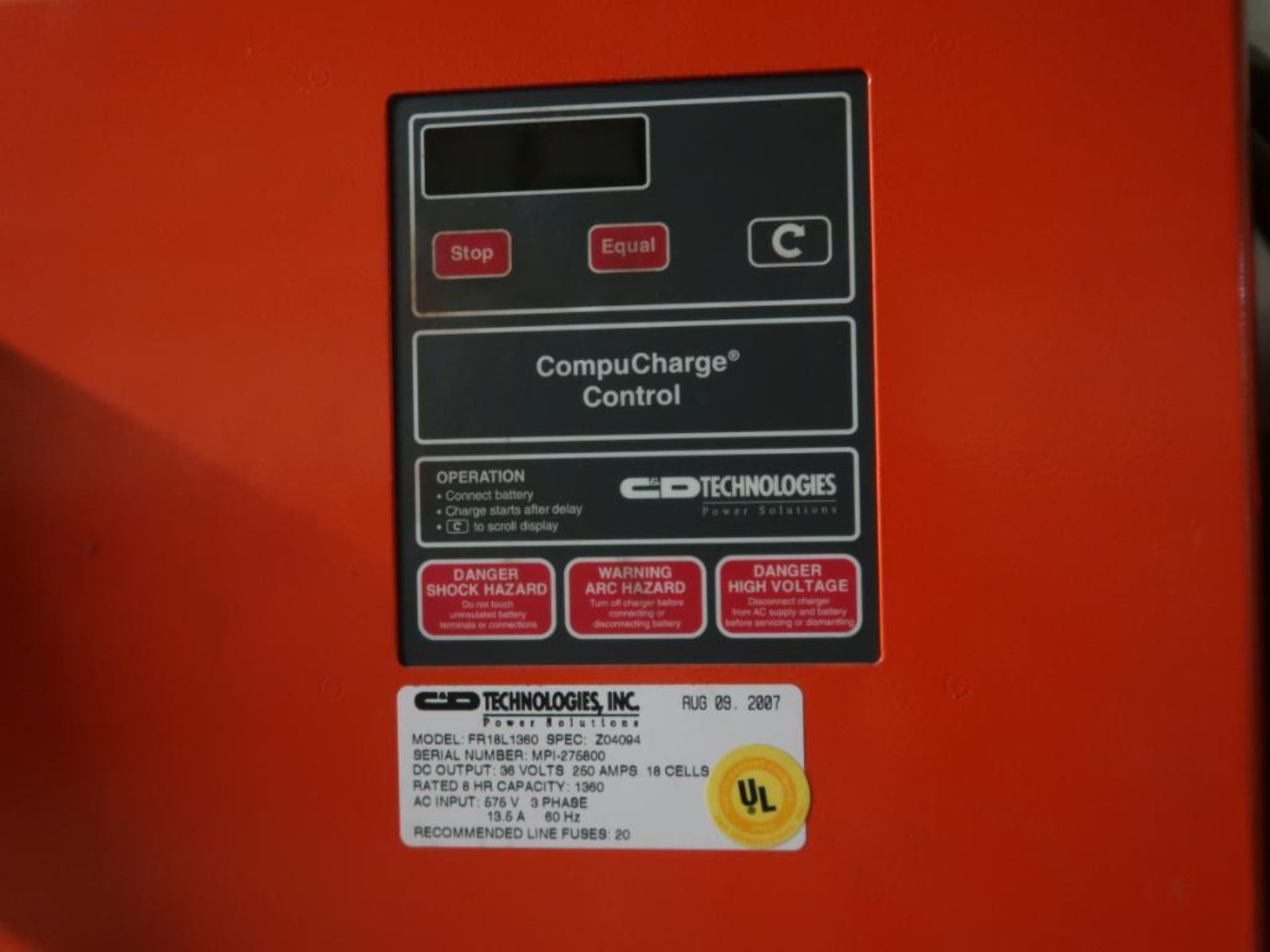 CD Technologies Ferror Five FR Series Battery Charger Model FR18L1360, 36 Volt - Image 2 of 2