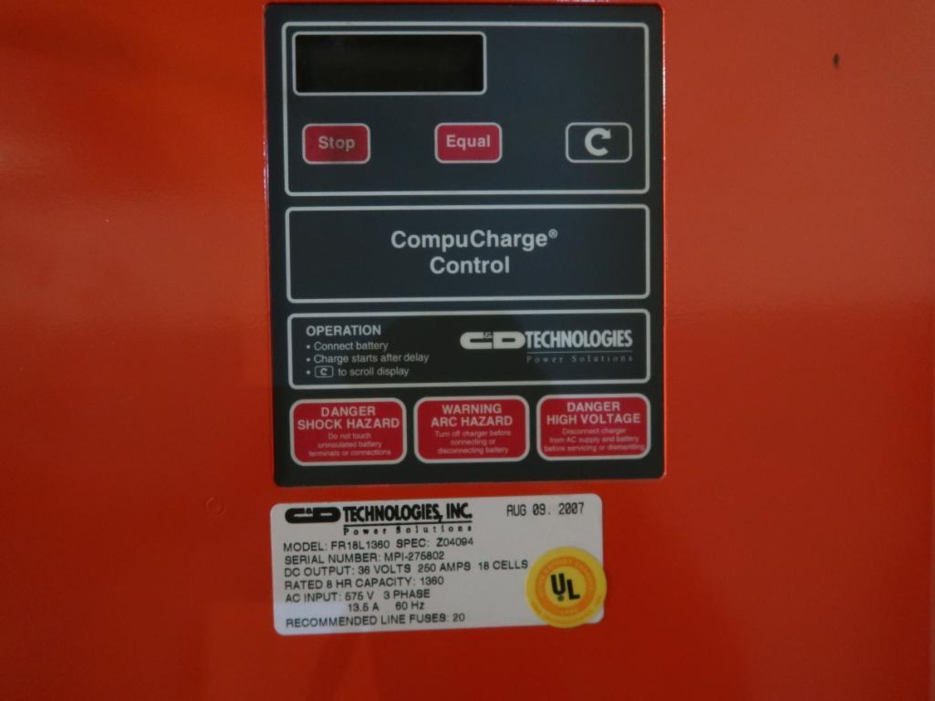 CD Technologies Ferror Five FR Series Battery Charger Model FR18L1360, 36 Volt - Image 2 of 2