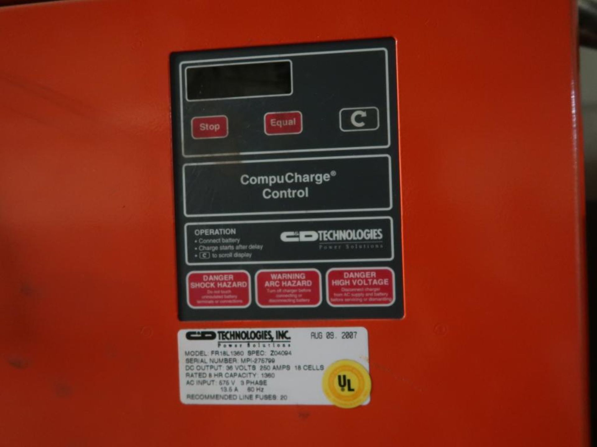 CD Technologies Ferror Five FR Series Battery Charger Model FR18L1360, 36 Volt - Image 2 of 2