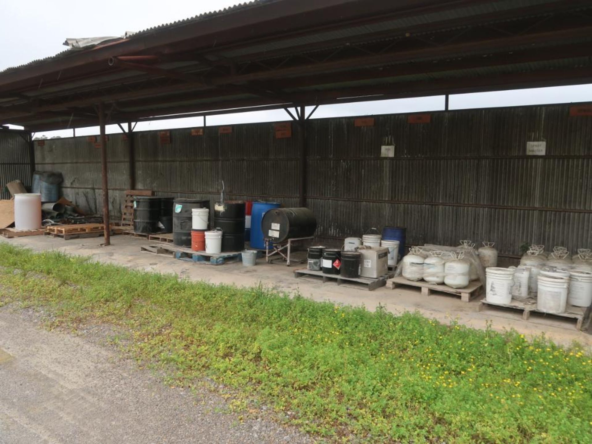 LOT: (1) Section Pallet Rack with Contents, Contents of Outdoor Storage Area, Tank, Cement Mixer, - Image 3 of 3