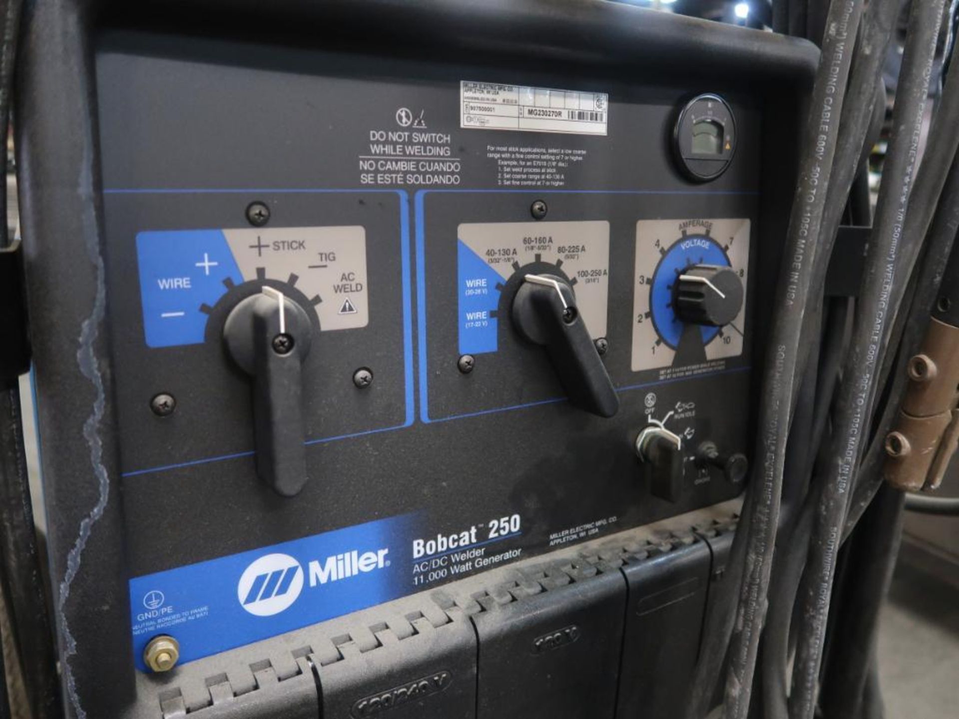 Miller 250 Amp AC/DC Welder/Generator Model Bobcat 250, Gas Motor, 89.5 hours - Image 2 of 3