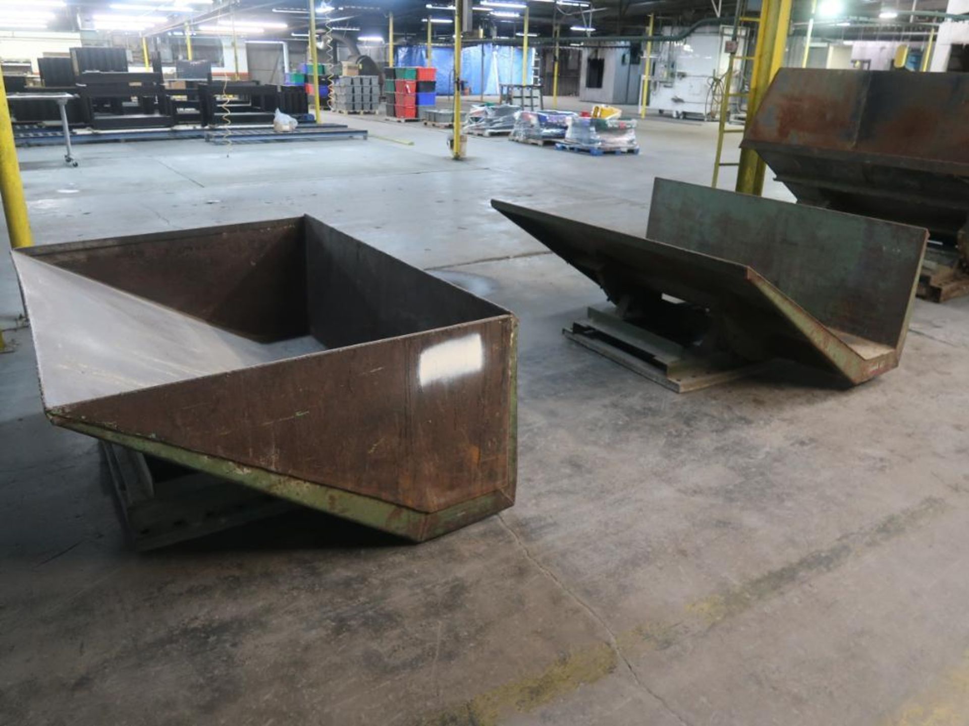 LOT: (1) 72 in. Wide Dump Hopper, (1) 72 in. Wide Open Side Dump Hopper