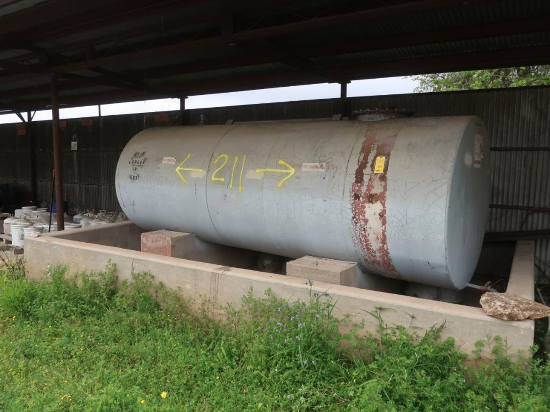 LOT: (1) Section Pallet Rack with Contents, Contents of Outdoor Storage Area, Tank, Cement Mixer, - Image 2 of 3