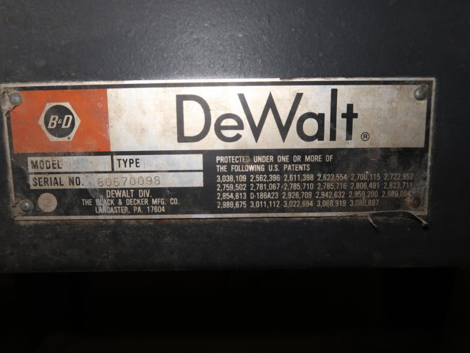 Dewalt Radial Arm Saw Model 3511, S/N 80570098, with 2-Bag Dust Collector - Image 3 of 4