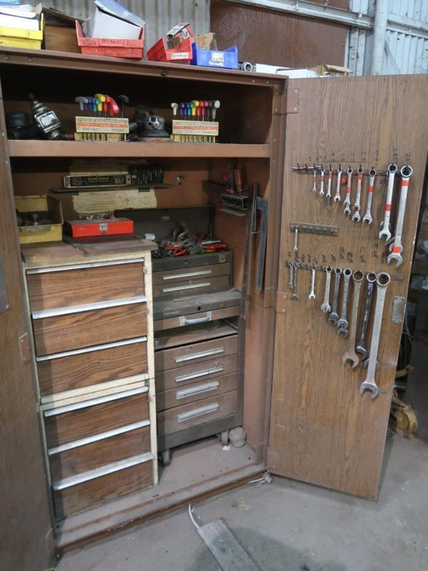 LOT: Balance of Room including 30 in. x 10 ft. Work Bench with Contents, (3) 2-Door Cabinets with - Image 7 of 8