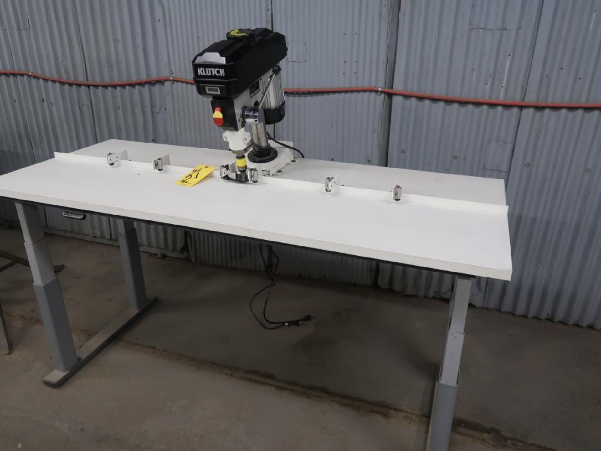 LOT: (2) Klutch 12 in. Bench Mounted Drill Presses Model 49386, with Adjustable Height Tables