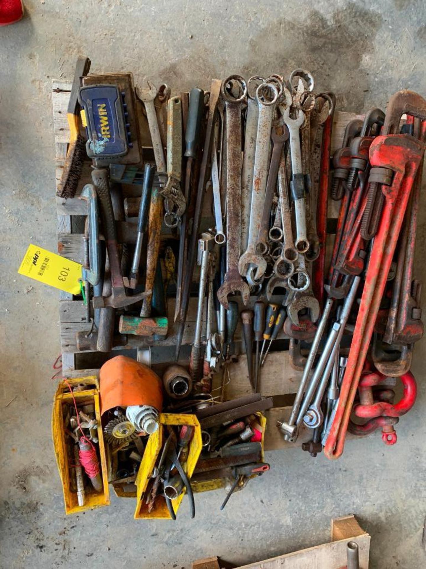 LOT: Assorted Pipe Wrenches, Wrenches, Hammers, etc.