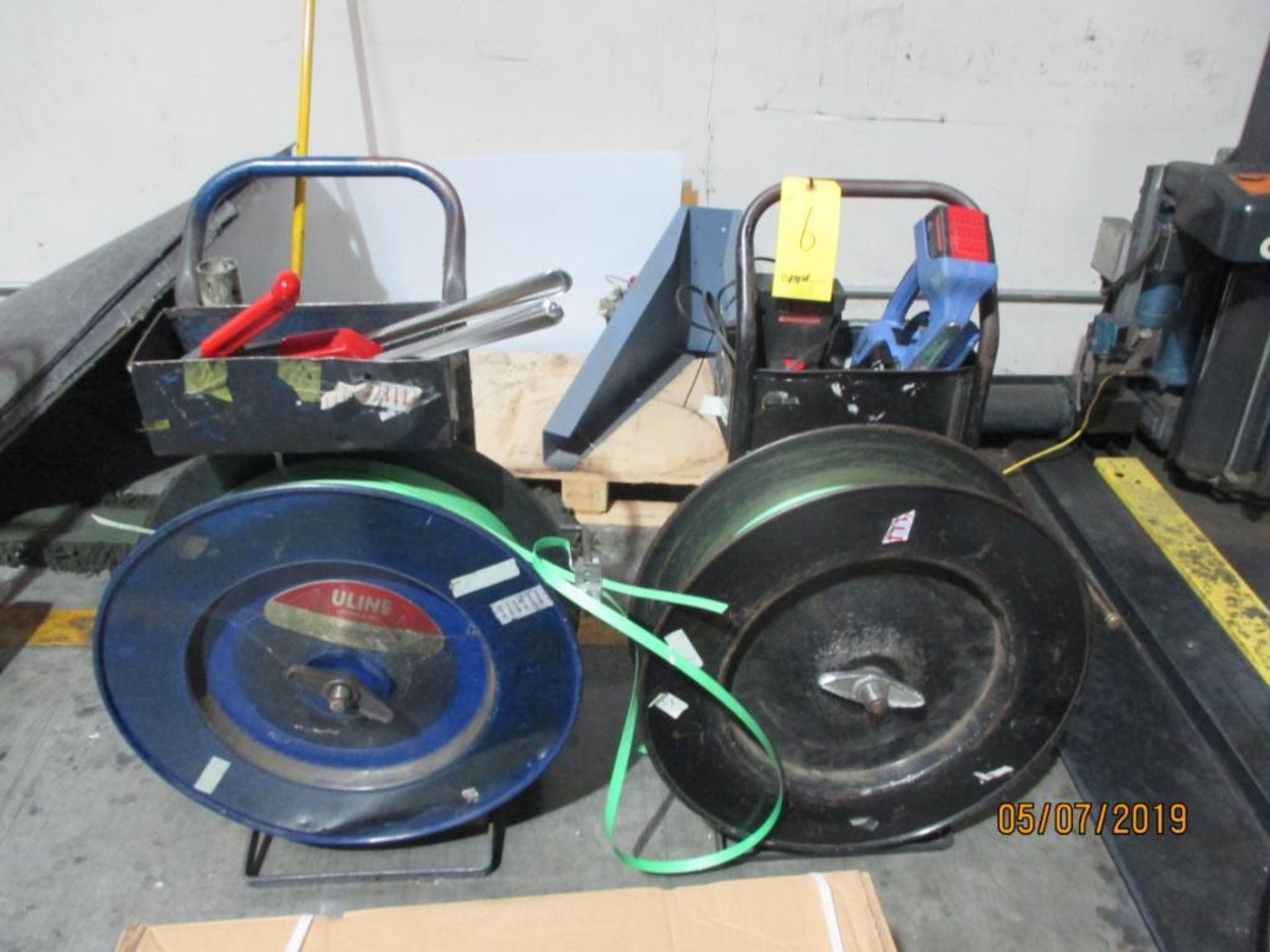 LOT: (2) Strapping Machines with Closing Tools & (1) Box Uline Polyester Strapping Material - Image 2 of 2