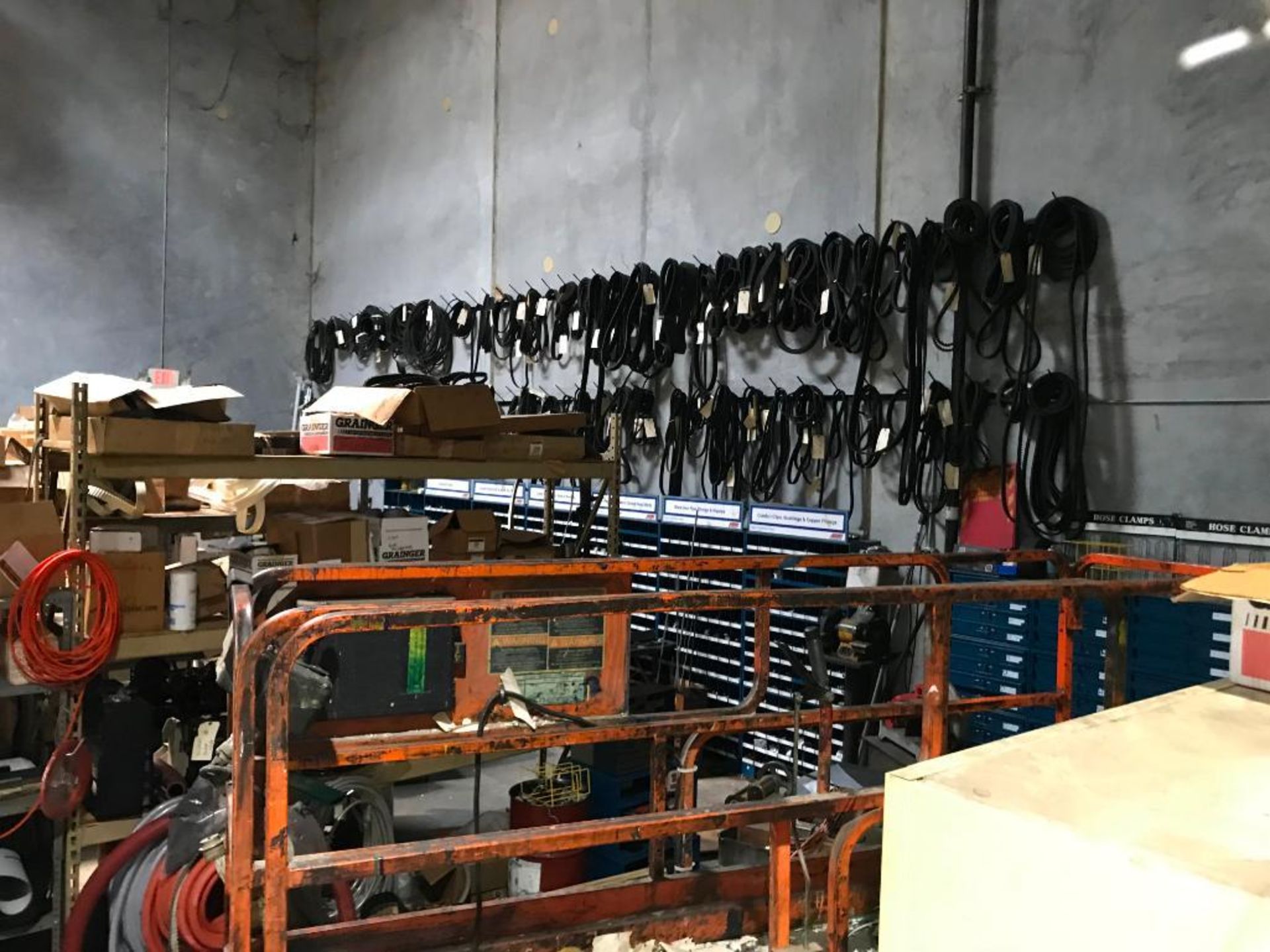 LOT: Tool Crib including Assorted Shelving, Flammable Storage Cabinets, V-Belts, Allen Bradley - Image 4 of 6