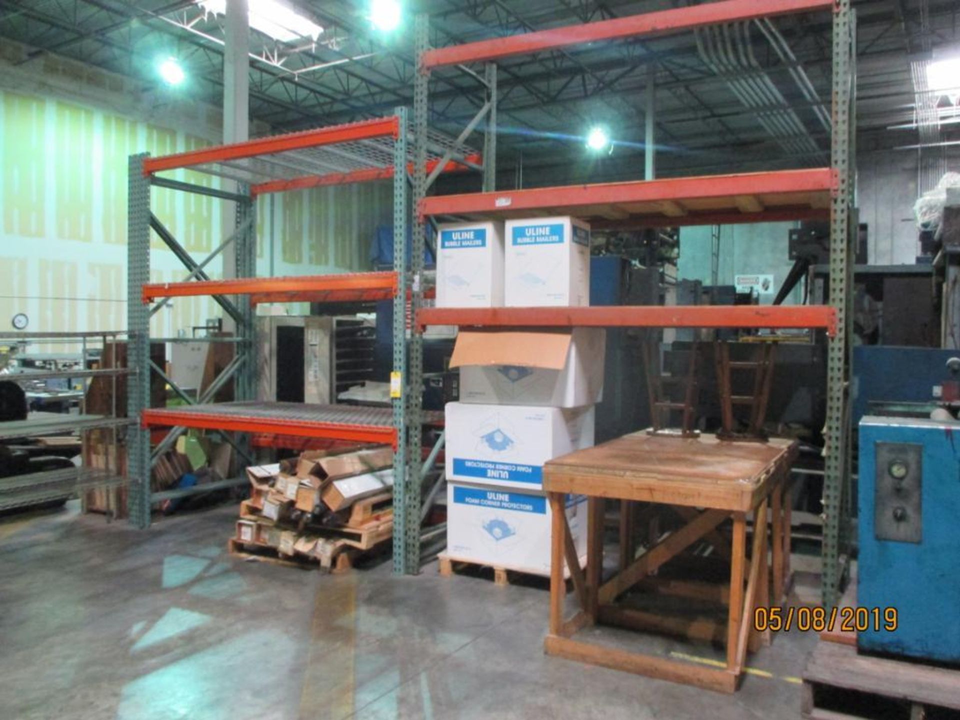 LOT: (2) Sections 8 ft. Wide x 42 in. Deep x 10 ft. (est.) High Pallet Rack (no contents)