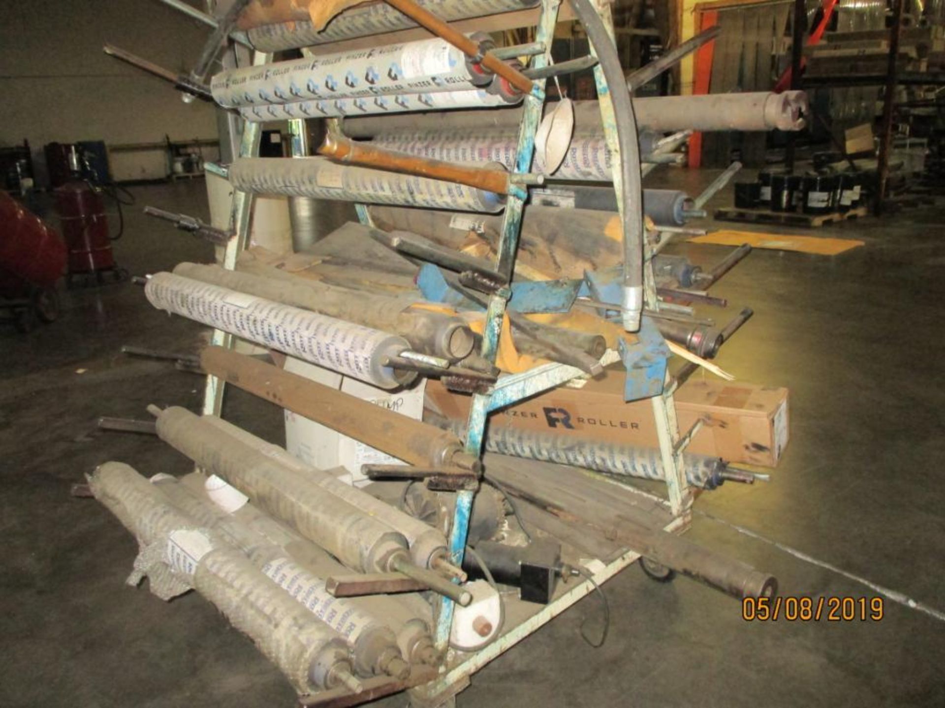 Rolling Steel Cart with Various Printing Press Rollers - Image 3 of 4