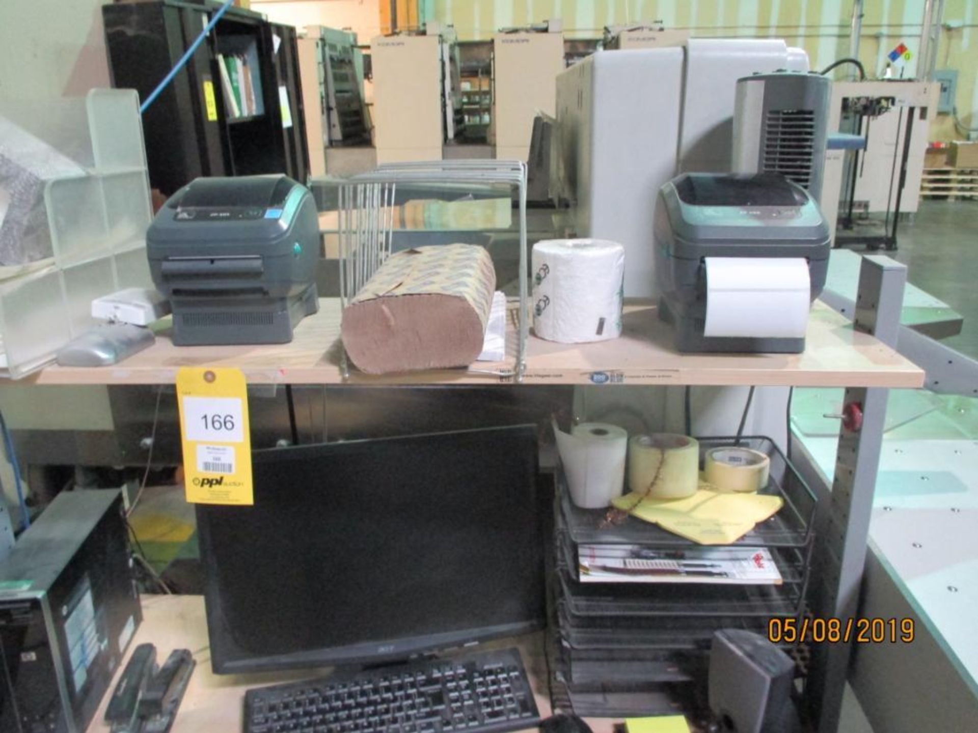 LOT: Desk, Chairs, File Cabinet, HP Pavilion Slimline PC with Monitor, Zebra ZP505 Printer, Zebra - Image 2 of 3