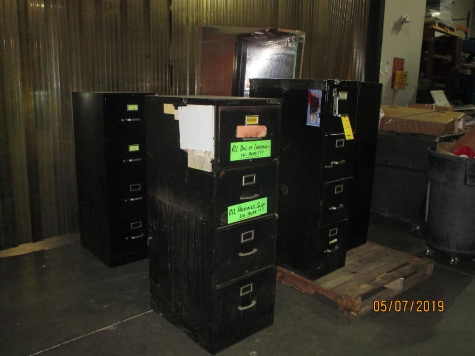 LOT: Office Furniture including (4) 4-Drawer File Cabinets, (1) Desk