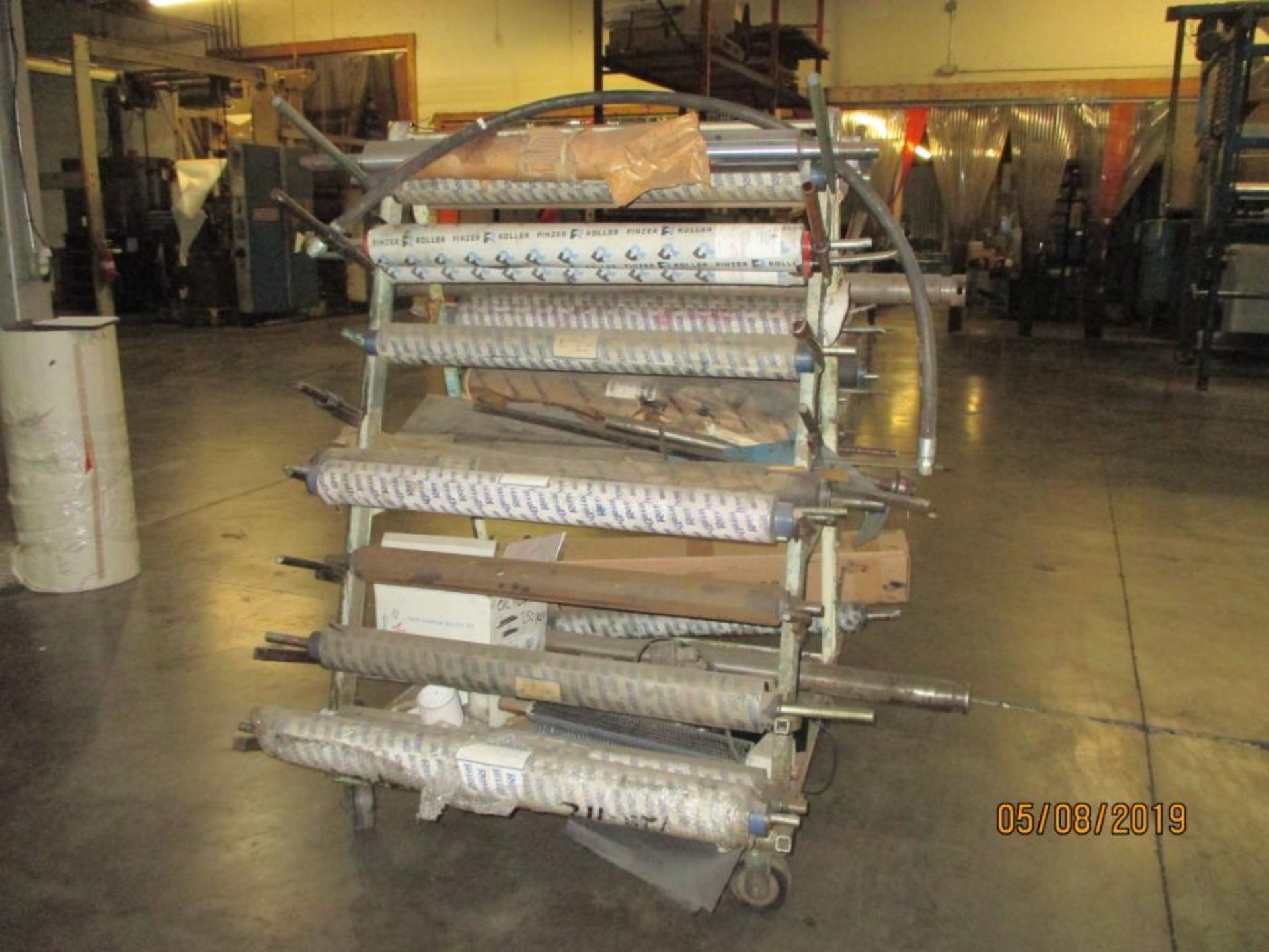 Rolling Steel Cart with Various Printing Press Rollers - Image 2 of 4