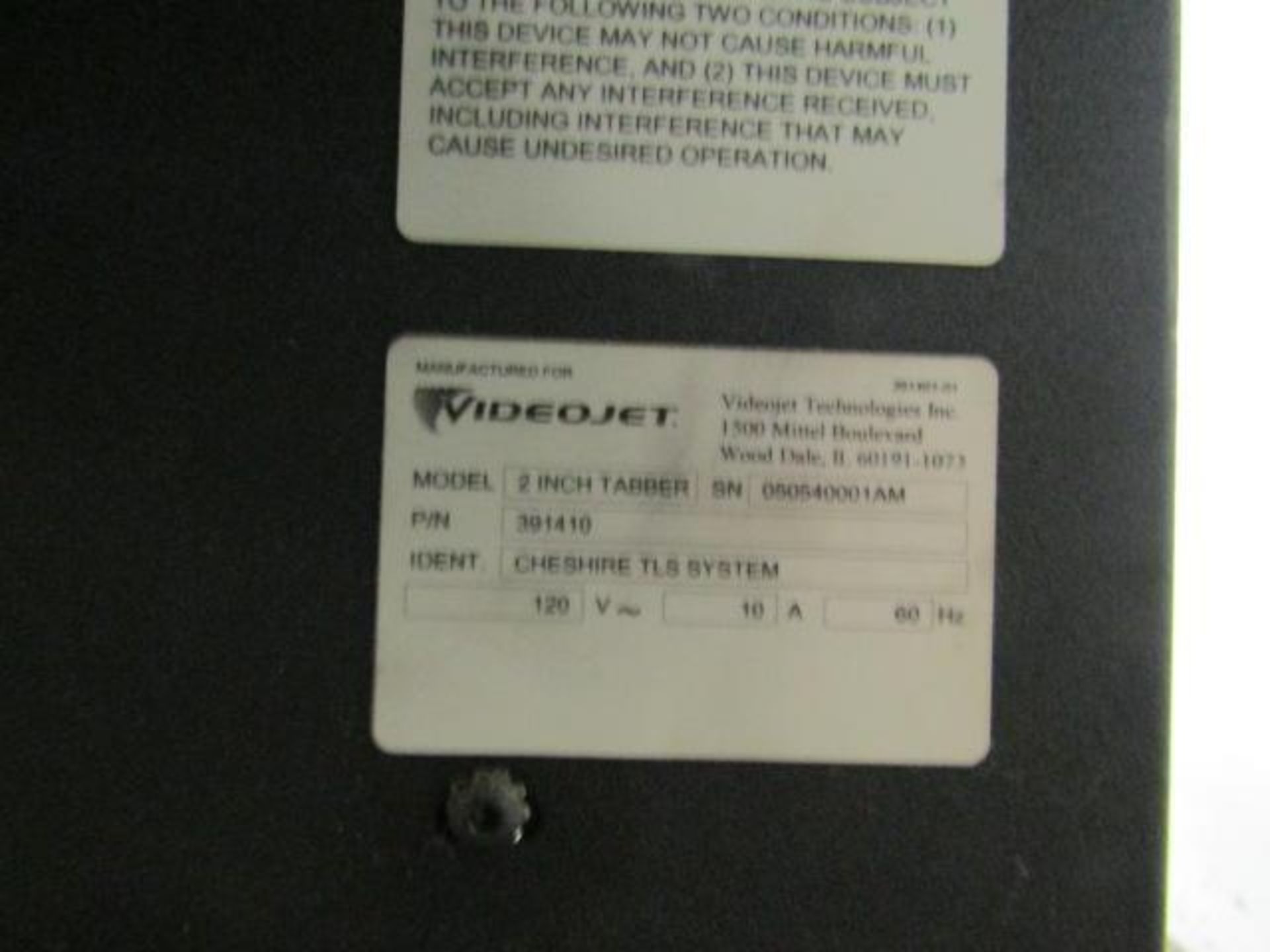 Videojet Cheshire TLS Systems Model 2 in. Tabber, S/N 050540001AM - Image 4 of 4