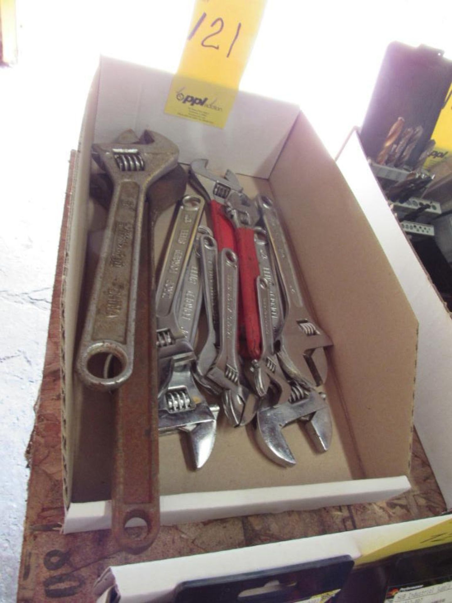 LOT: Assorted Crescent Wrenches, Tape Measures & Hole Saws in (3) Boxes