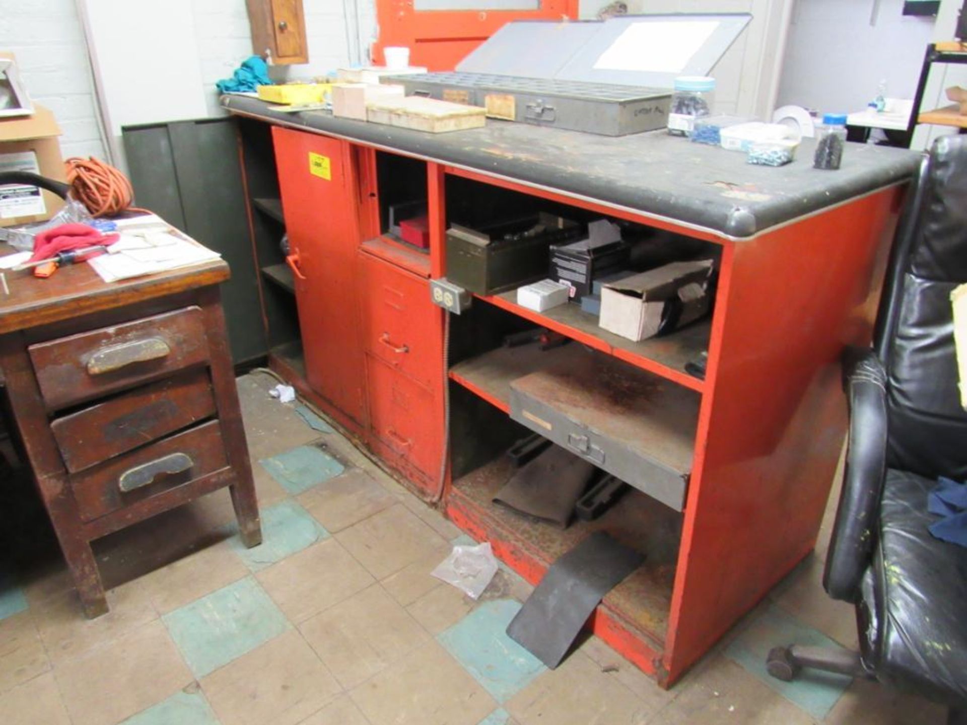 LOT: Contents of Foremans Office in Building #2 including (1) Wooden Desk, (1) Chair, (1) Cabinet, ( - Image 4 of 8