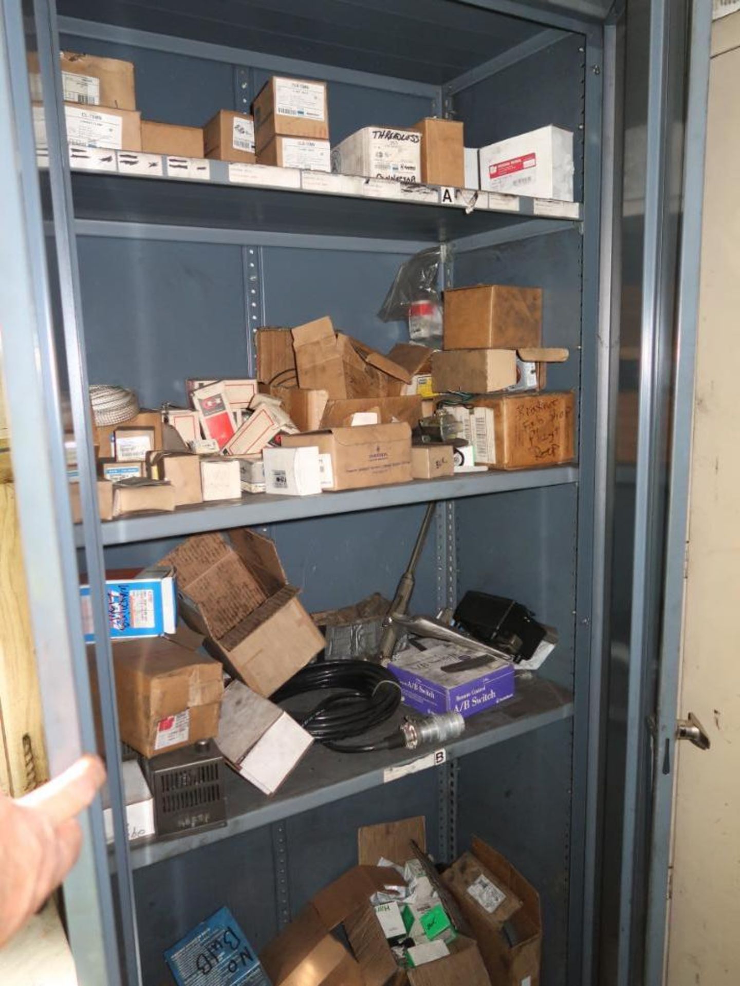 Contents of Room, Shelving, Cabinets, Electrical Supplies (go to garage) - Image 6 of 8