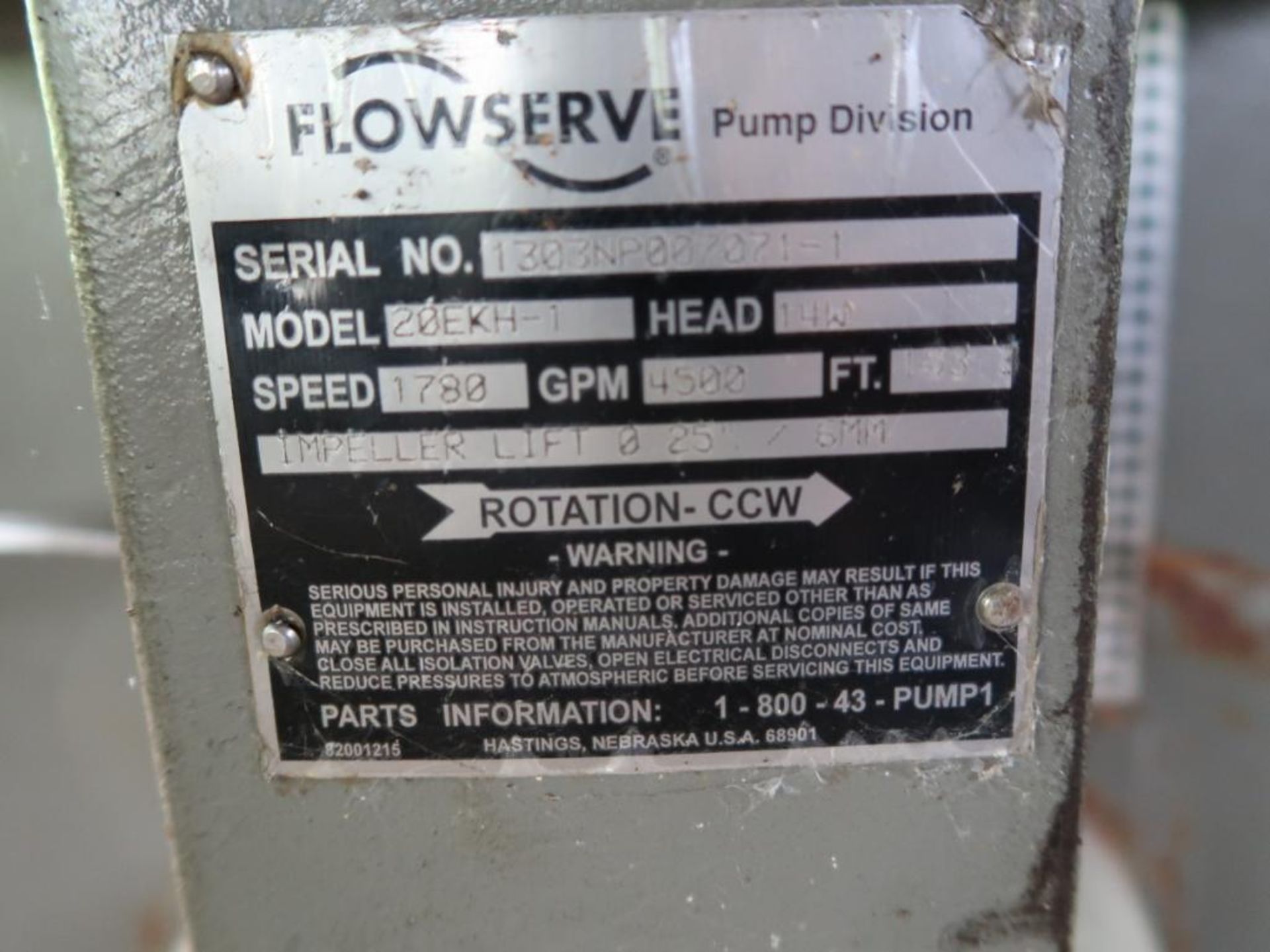 LOT: (1) Nidec Motor Corp. 200 HP Variable Speed Water Pump, Flowserve Model 20EKH-1 Pump, 1780 RPM, - Image 3 of 4