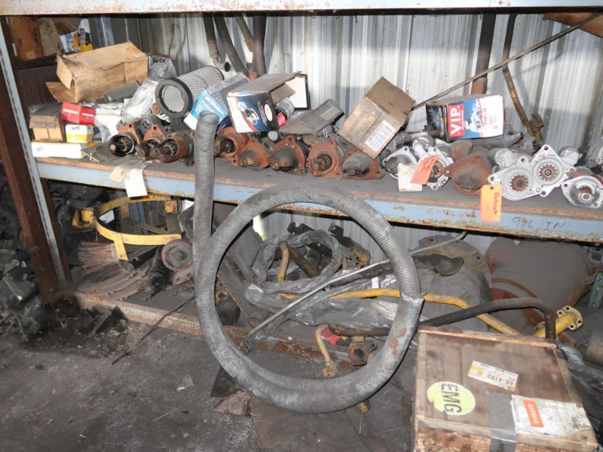 Contents of Garage Storage, including Heavy Equipment Parts, Filter, Cores, Tires (go to - Image 5 of 7
