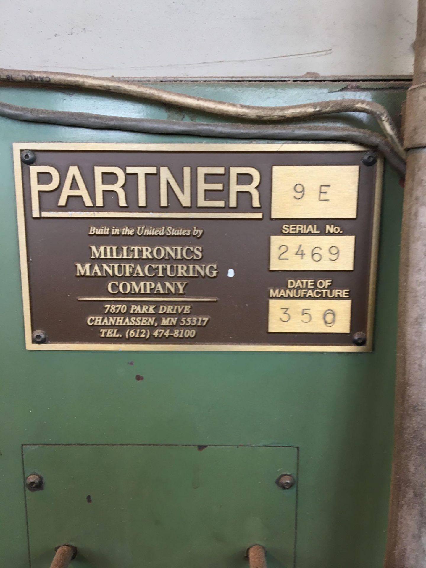 Milltronics CNC Vertical Machining Center Model Partner 9E, S/N 2469 (1994), 50 Taper, 4500 RPM, - Image 6 of 6